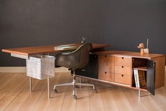 Mid Century Walnut Executive Desk and Return by George Nelson for Herman Miller