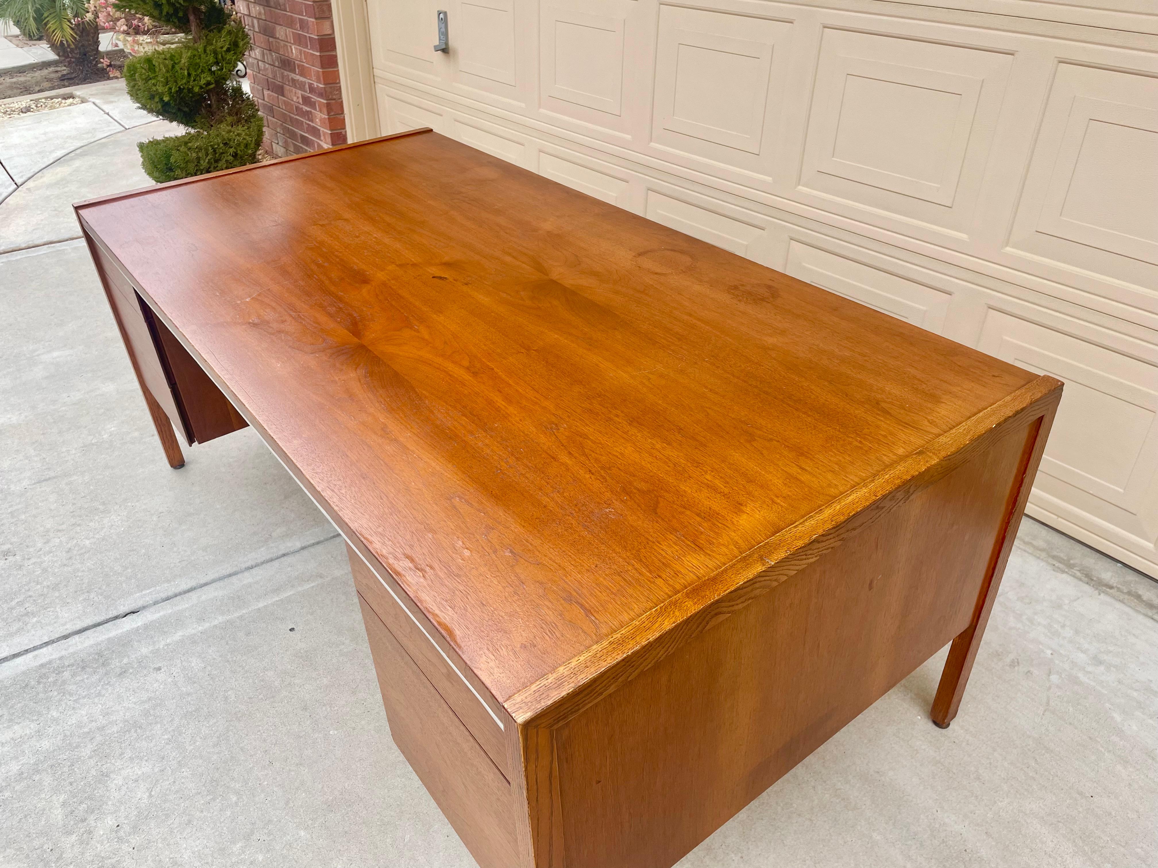 American Mid-Century Walnut Executive Desk by Kimball