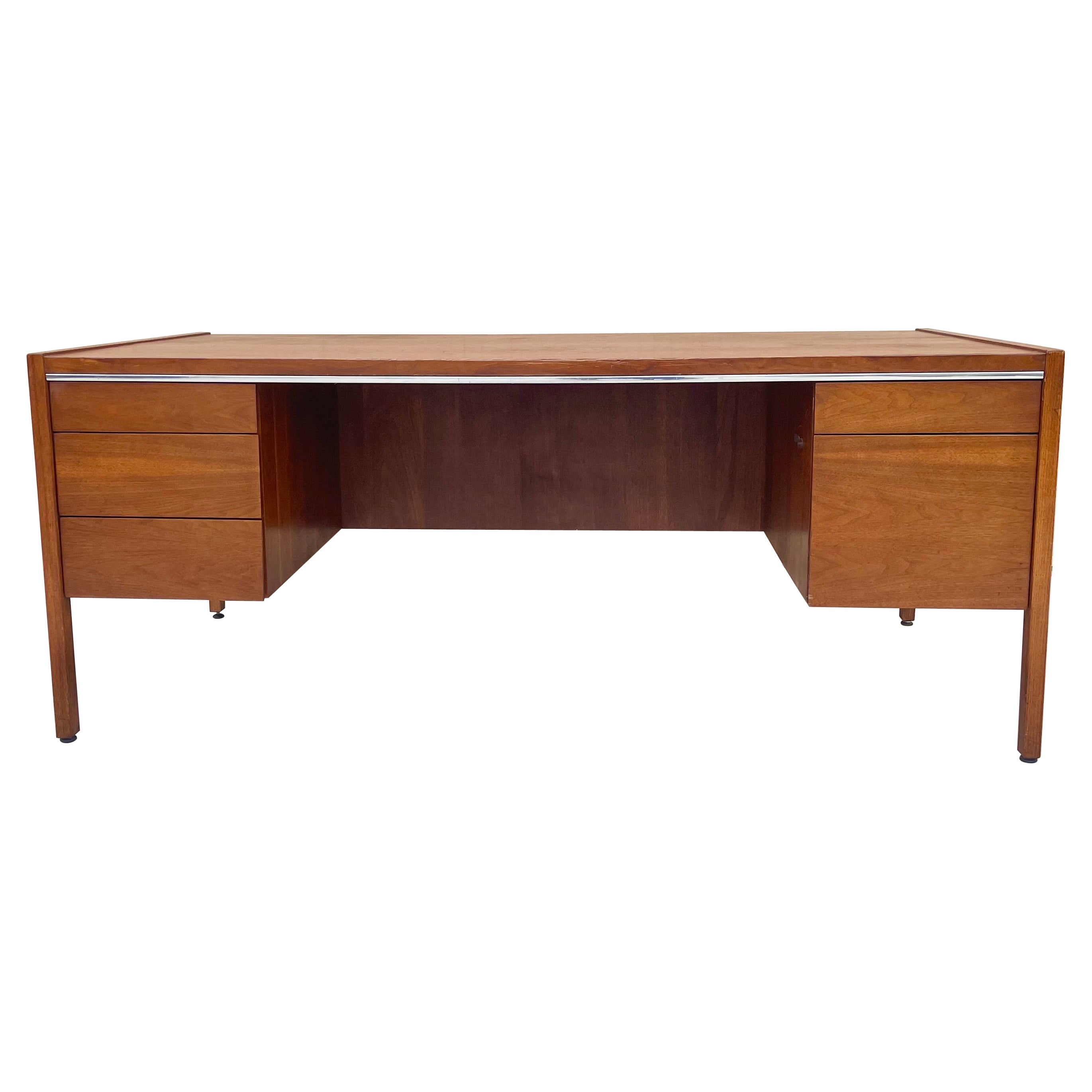 Mid-Century Walnut Executive Desk by Kimball