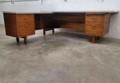 Mid Century Walnut Executive Desk with return