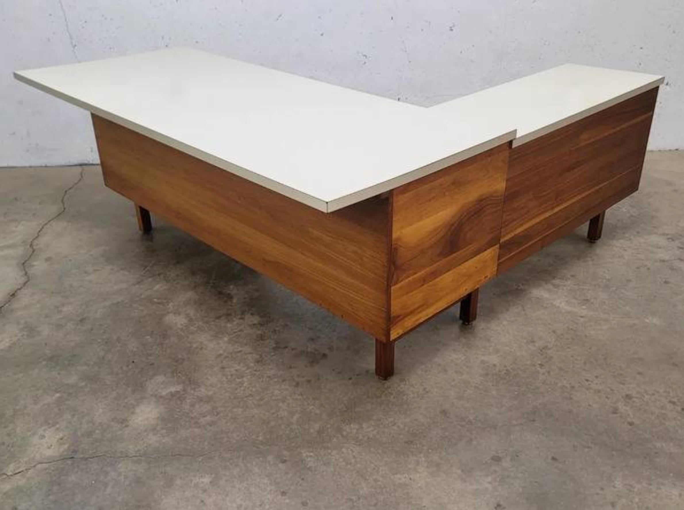 Mid-Century Modern Mid Century Walnut Executive Desk with return