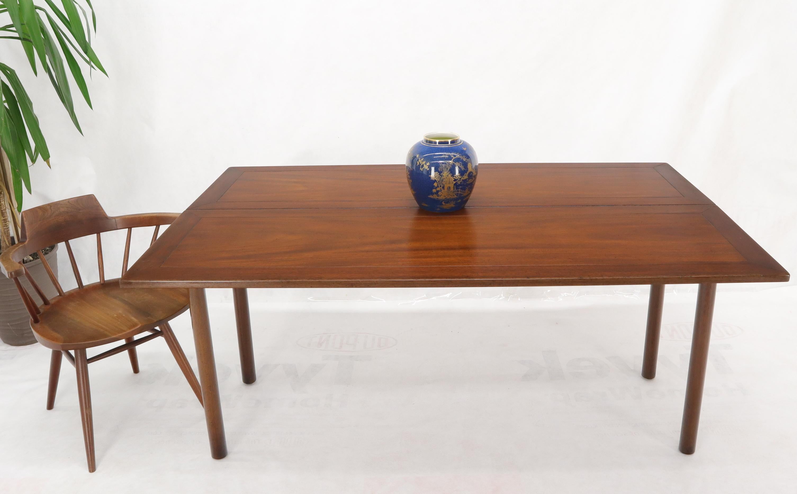 20th Century Midcentury Walnut Flip Top Console Dining Table on Cylinder Legs