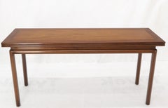 Midcentury Walnut Flip Top Console Dining Table on Cylinder Legs