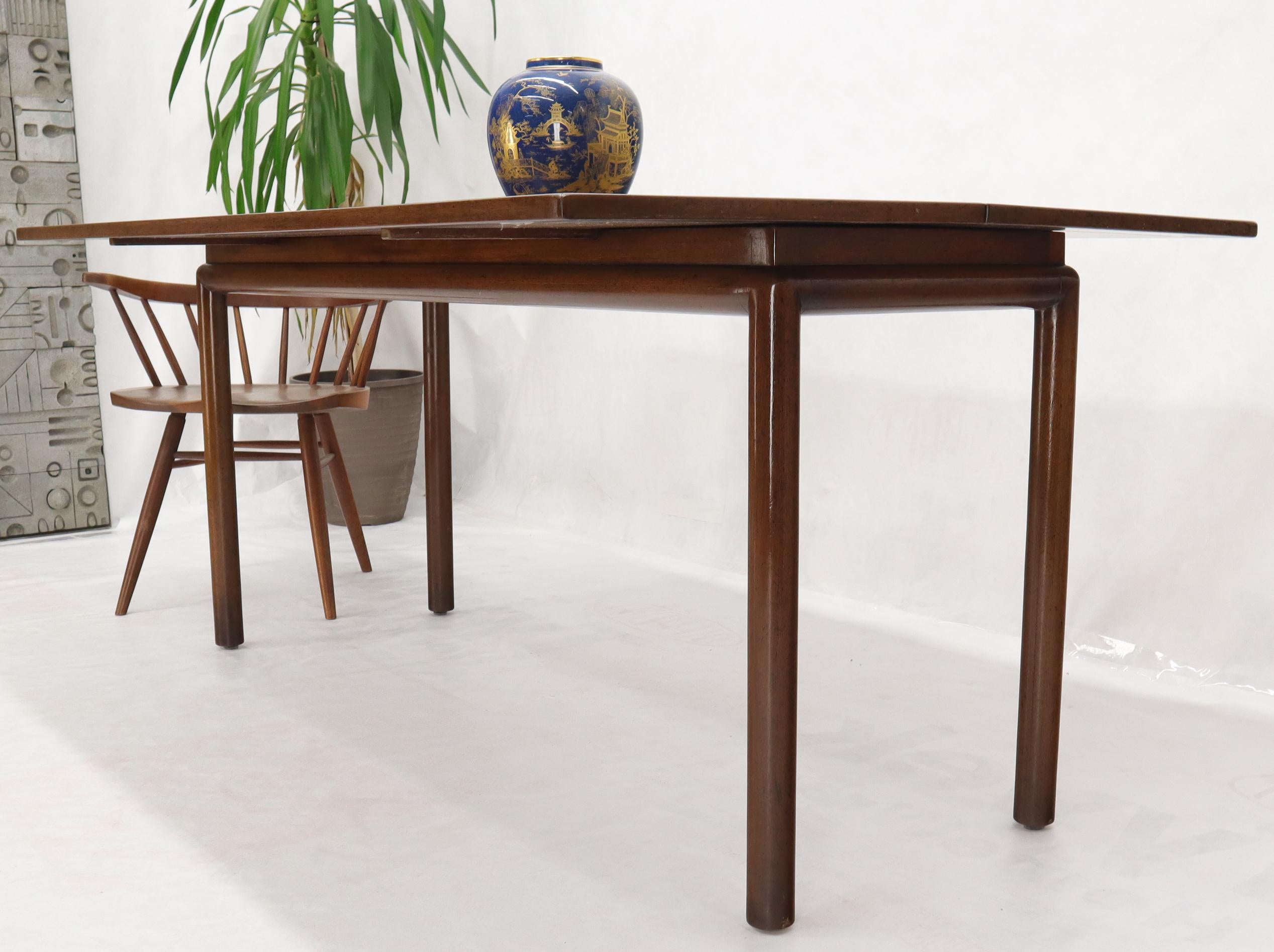 American Midcentury Walnut Flip Top Console Dining Table on Cylinder Legs