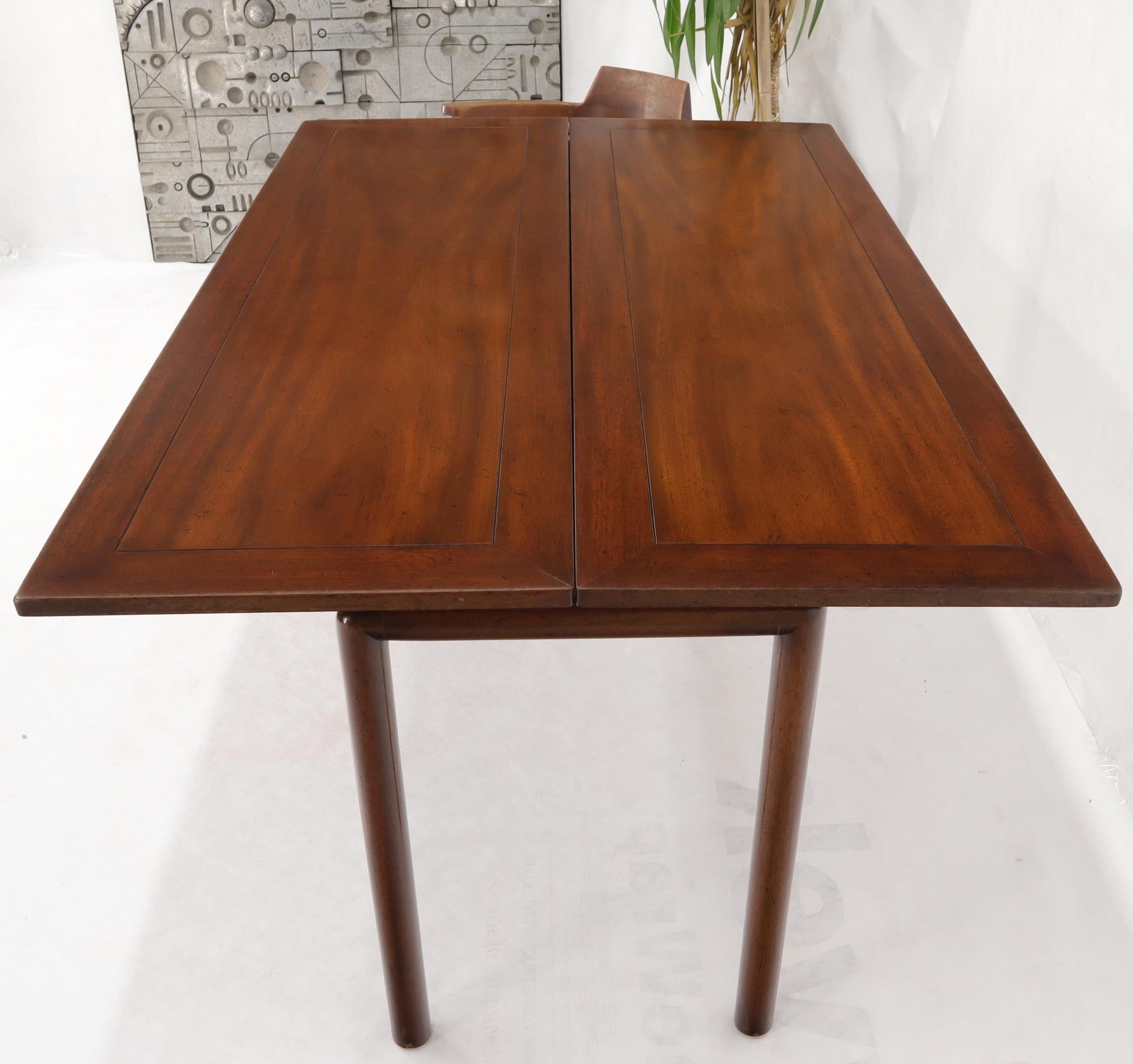 Midcentury Walnut Flip Top Console Dining Table on Cylinder Legs In Good Condition In Rockaway, NJ