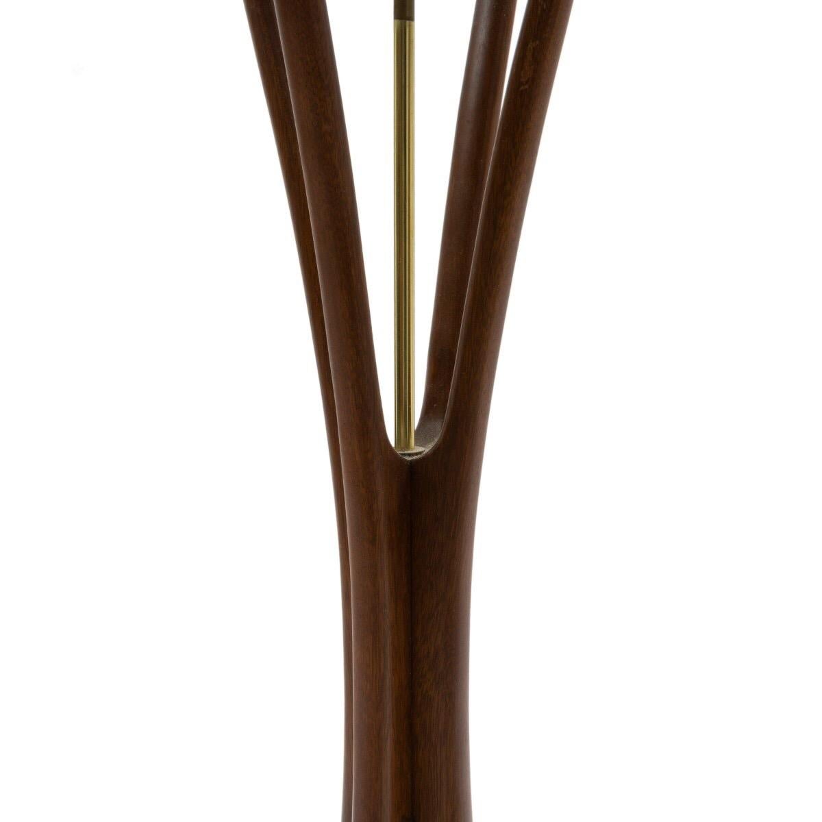 Mid-Century Modern Midcentury Walnut Floor Lamp with Linen Shade