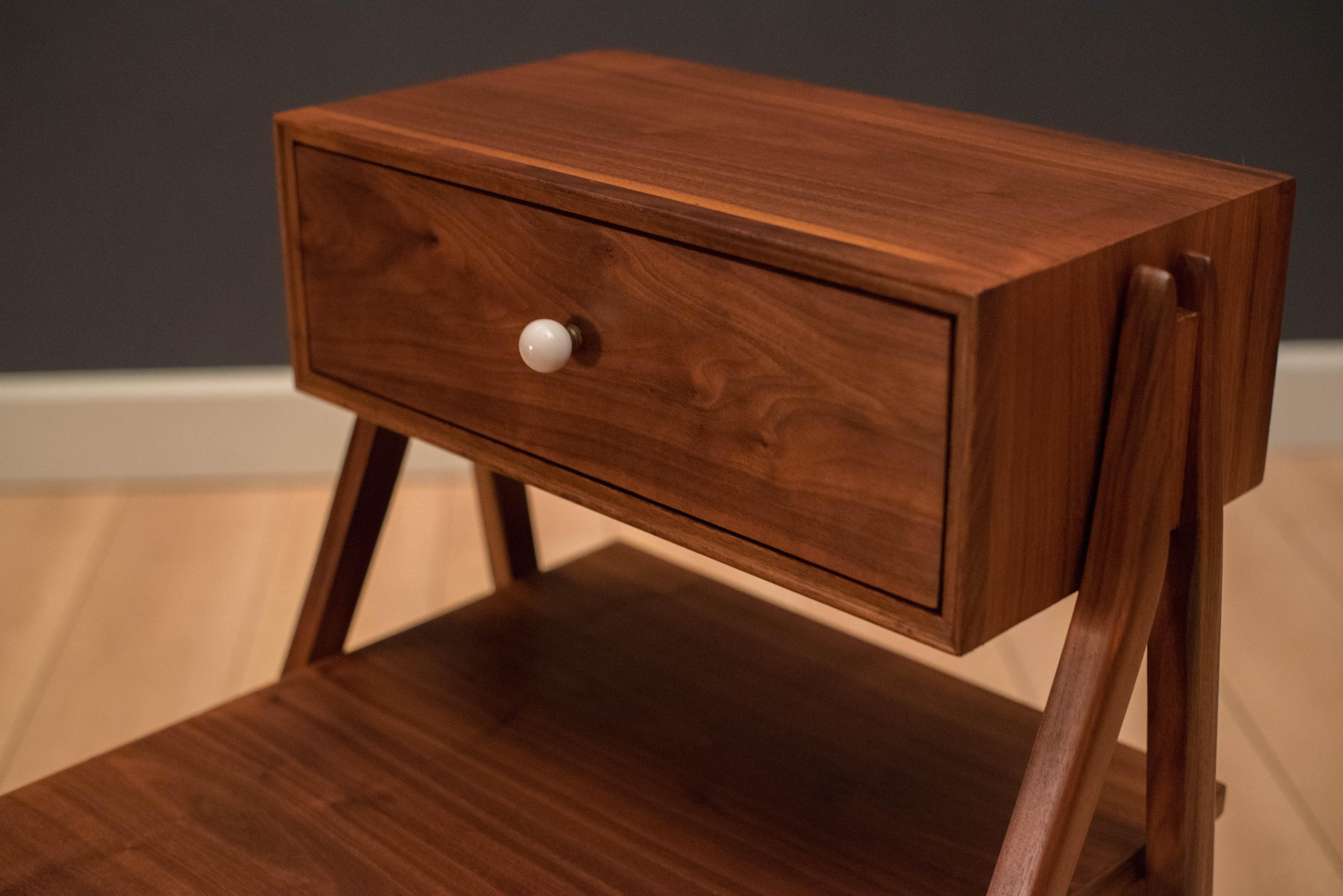 Mid-Century Modern Mid Century Walnut Floating Nightstands by Drexel Declaration