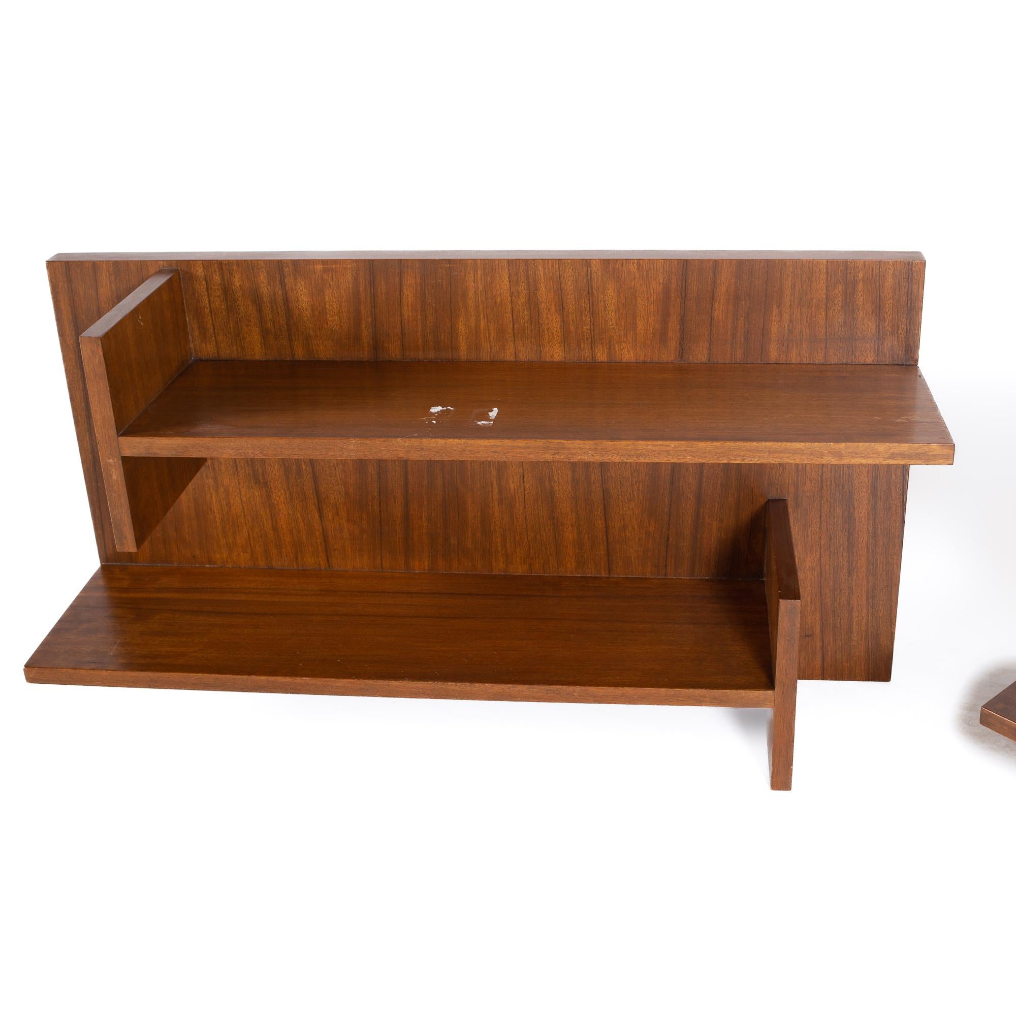 American Mid Century Walnut Floating Shelves, a Pair For Sale