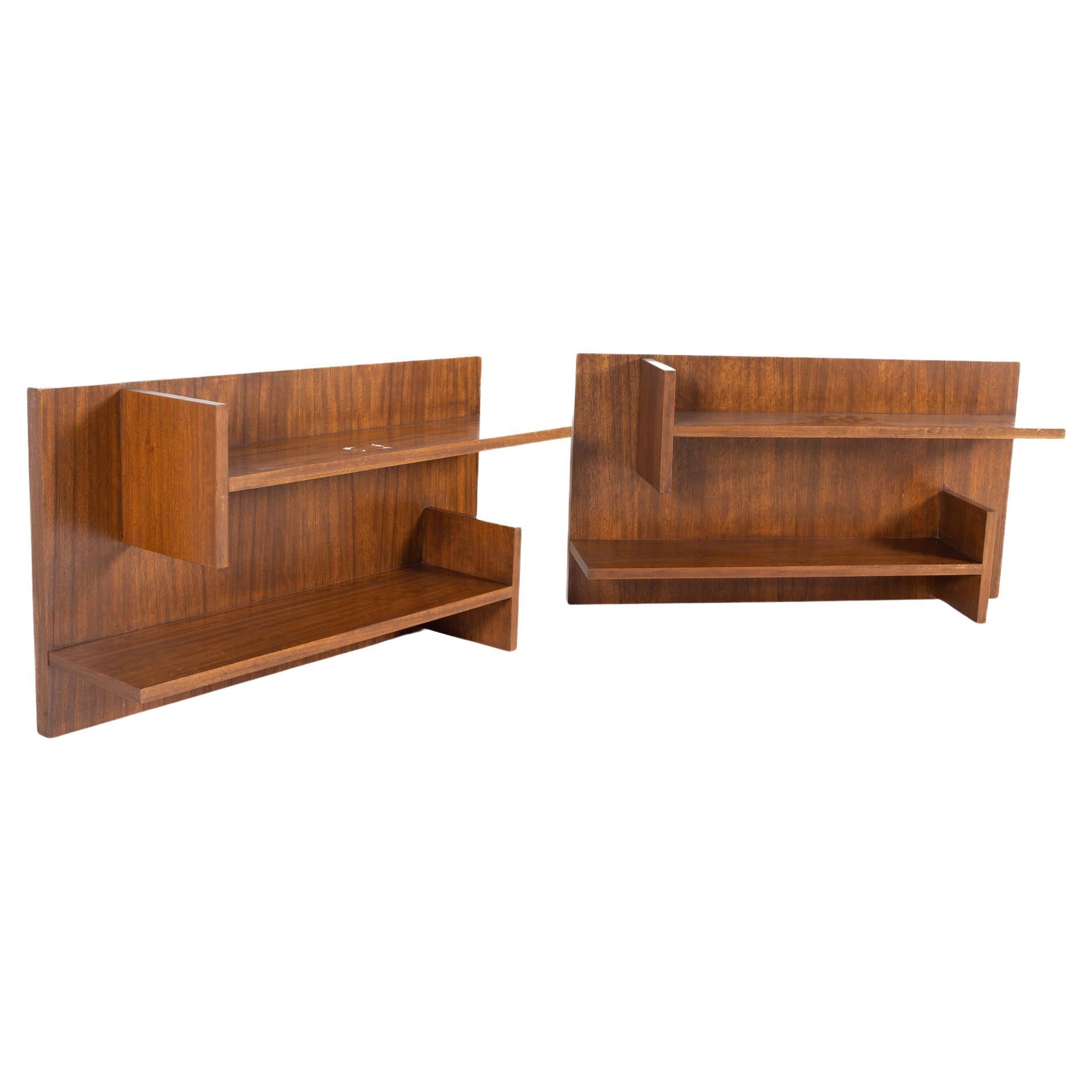 Mid Century Walnut Floating Shelves, a Pair For Sale