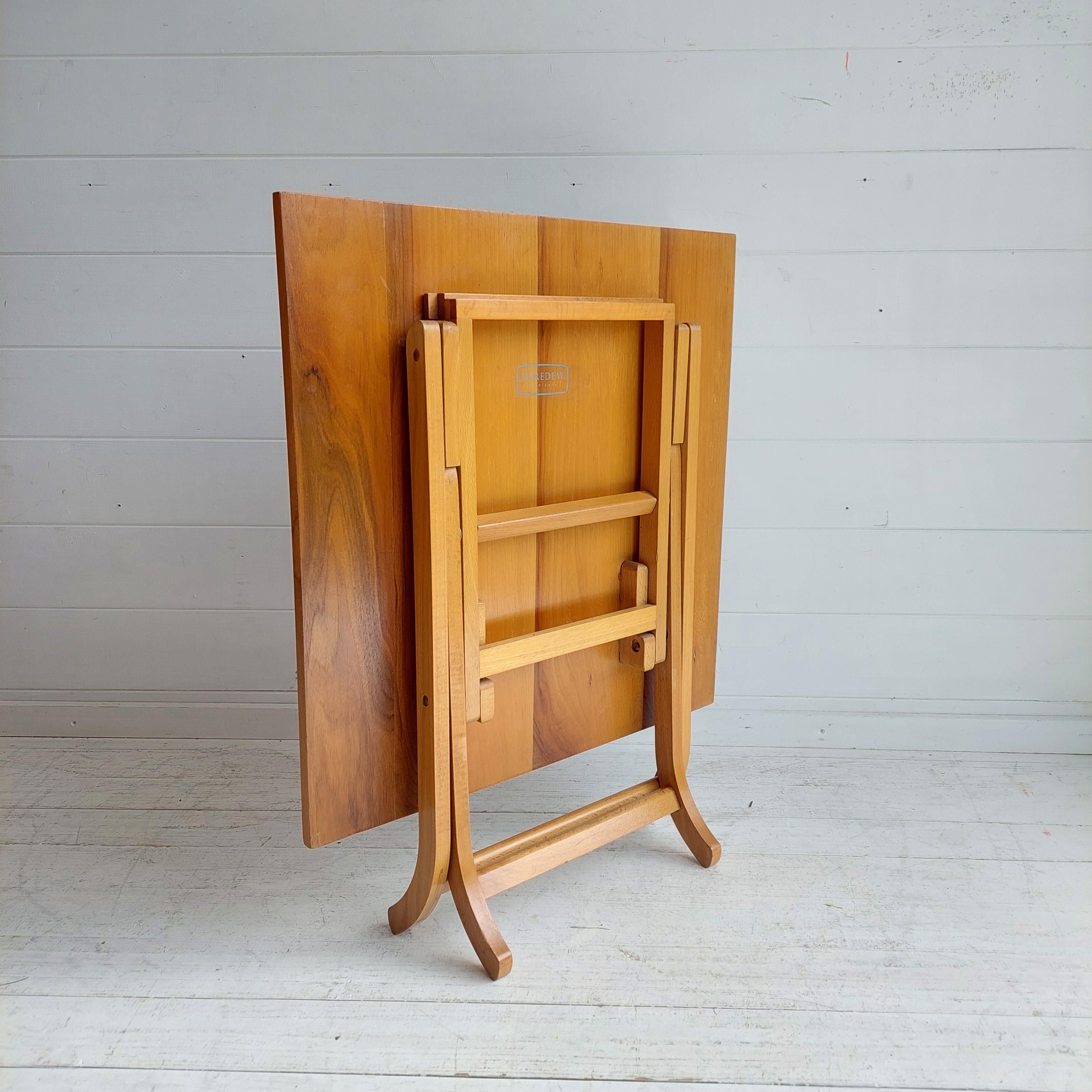 Mid Century Walnut Folding Occasional Side Table By Meredew, 60s For Sale 6