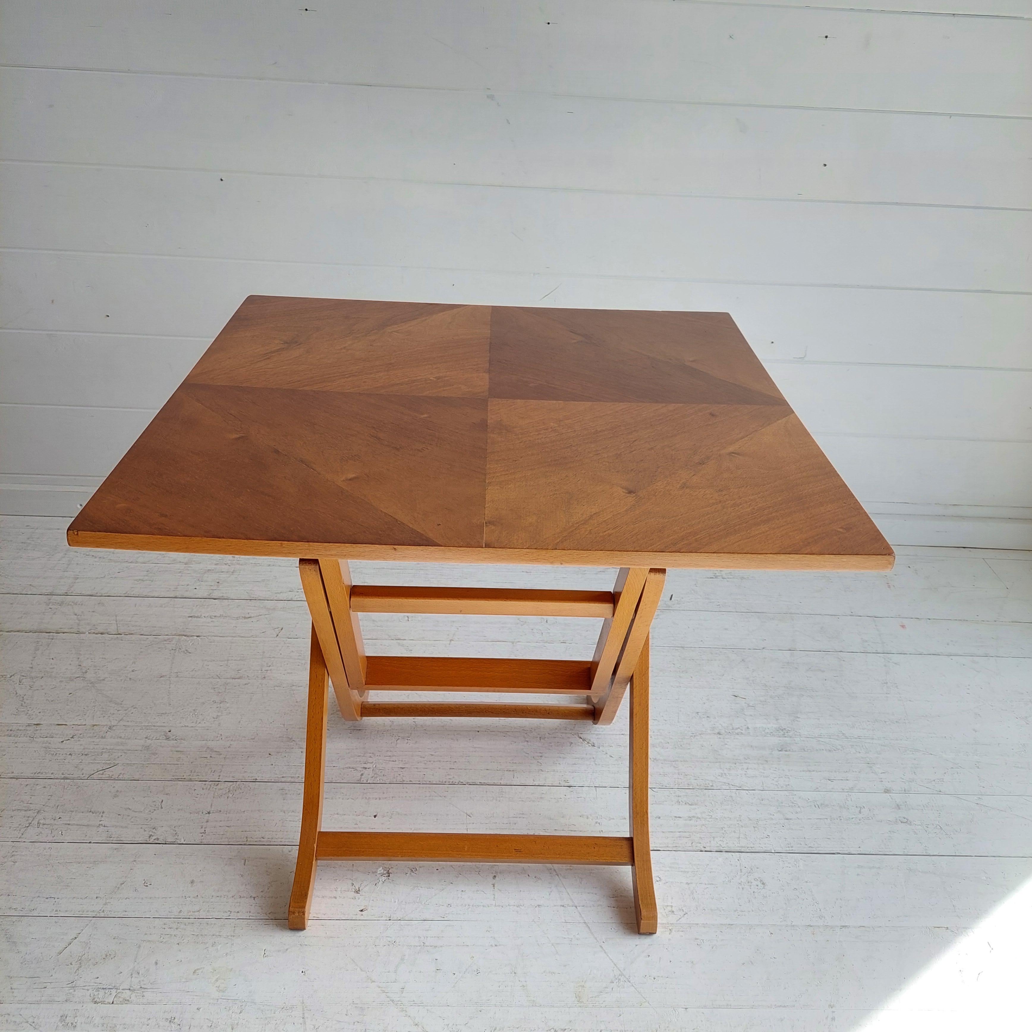 British Mid Century Walnut Folding Occasional Side Table By Meredew, 60s For Sale