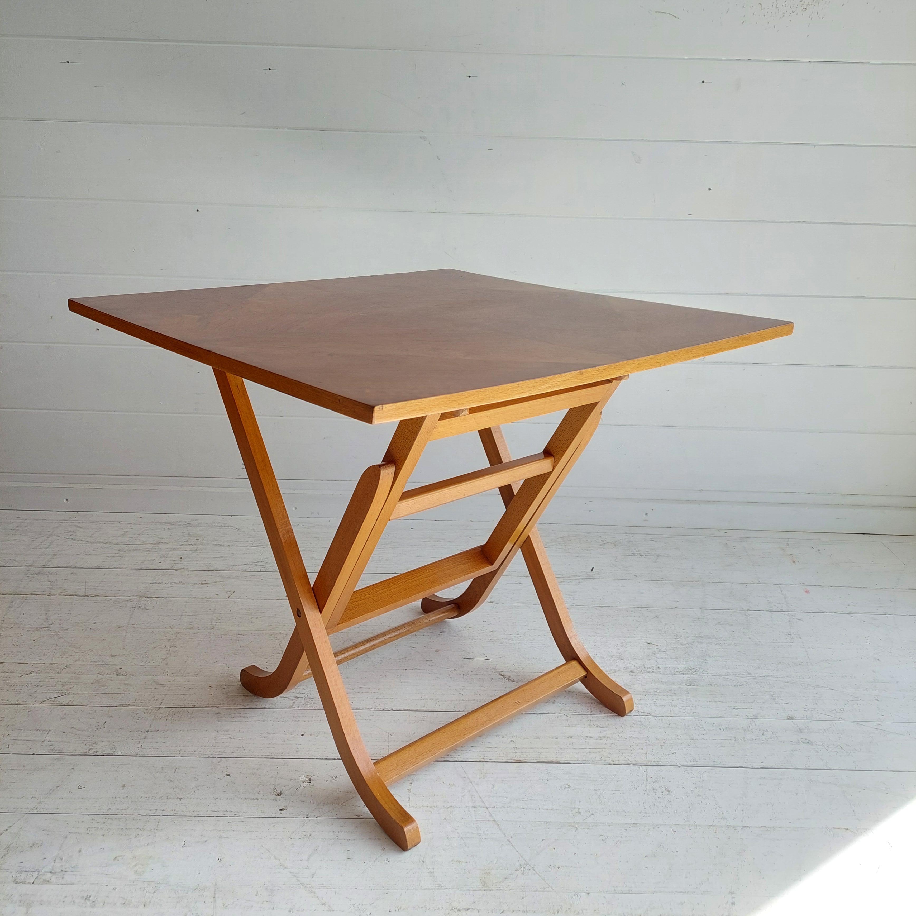 20th Century Mid Century Walnut Folding Occasional Side Table By Meredew, 60s For Sale