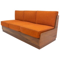 Midcentury Walnut Folding Sofa, 1960s, Czechoslovakia