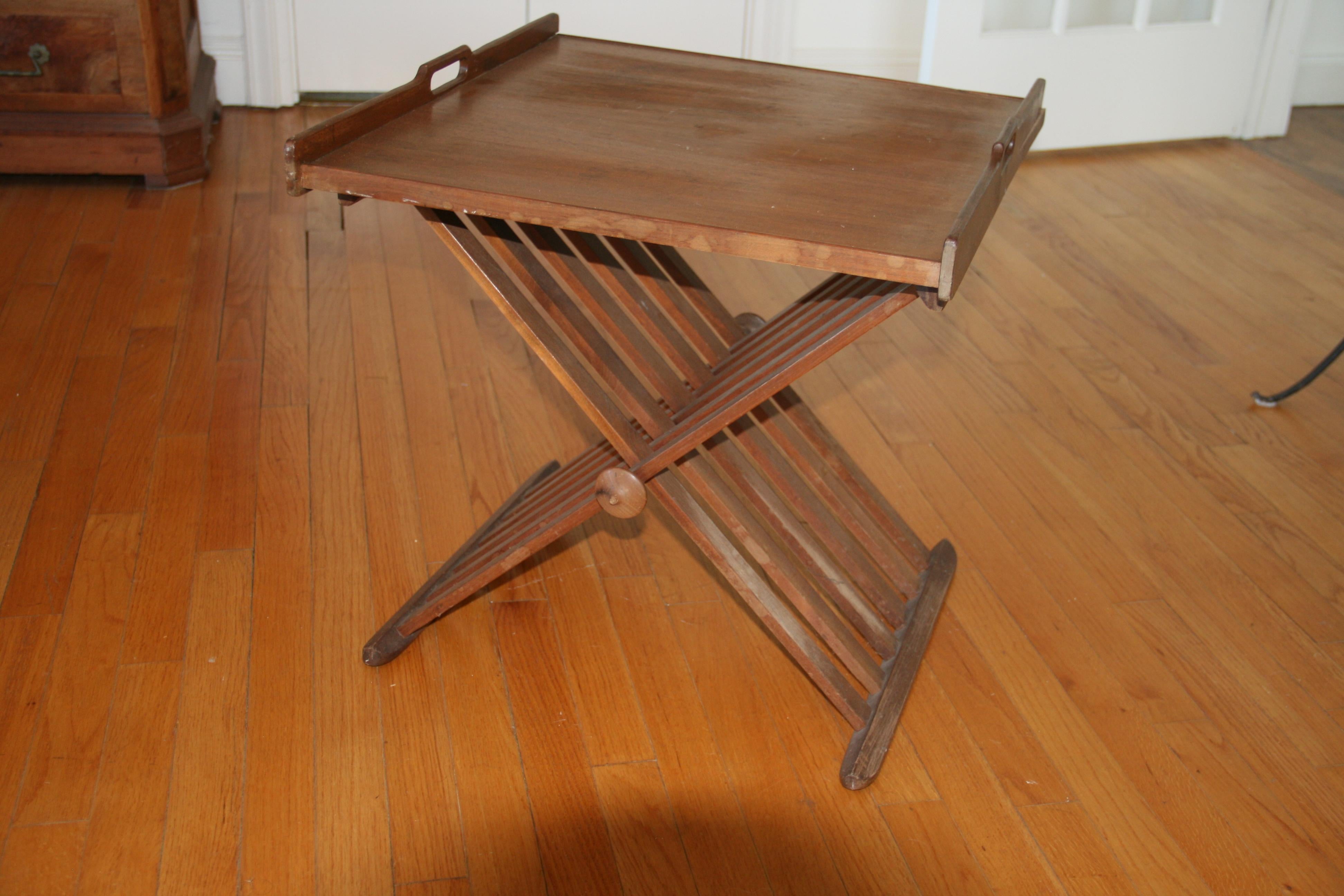 Mid-20th Century Mid Century Walnut Folding Tray Table by Drexel 1960 For Sale