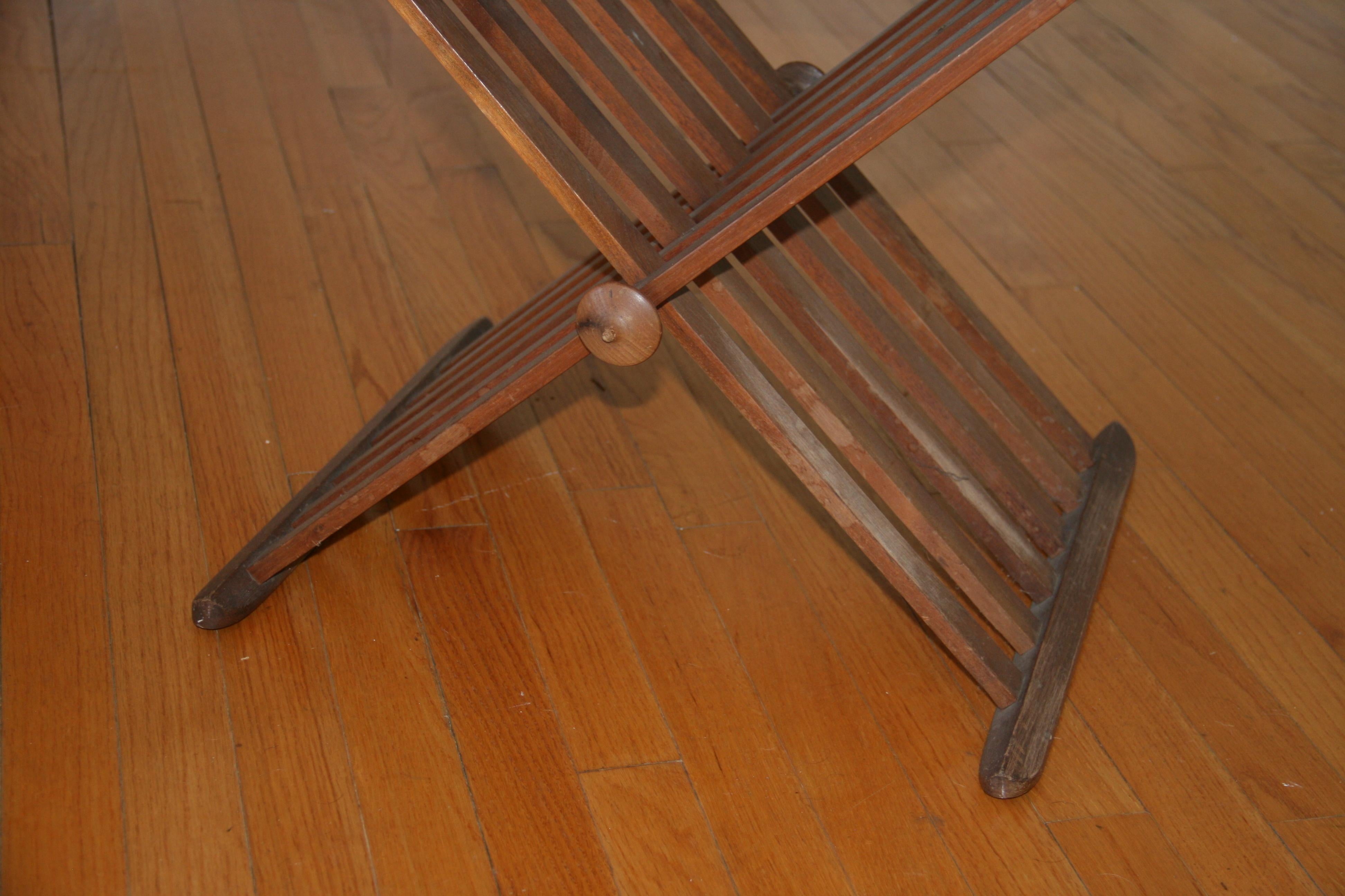 Hardwood Mid Century Walnut Folding Tray Table by Drexel 1960 For Sale