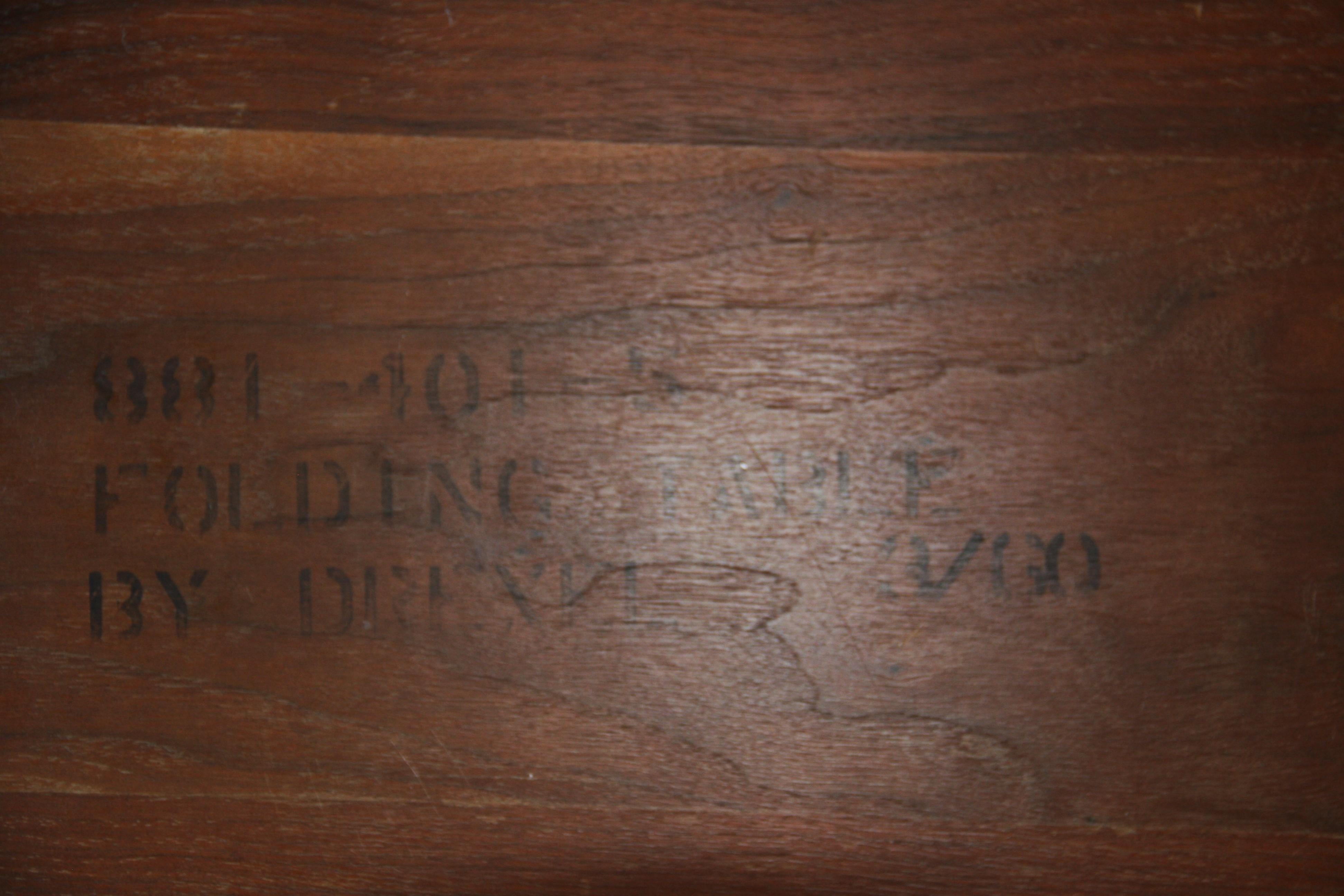 Mid Century Walnut Folding Tray Table by Drexel 1960 For Sale 3
