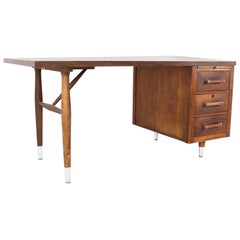 Mid Century Walnut Formica Top Desk