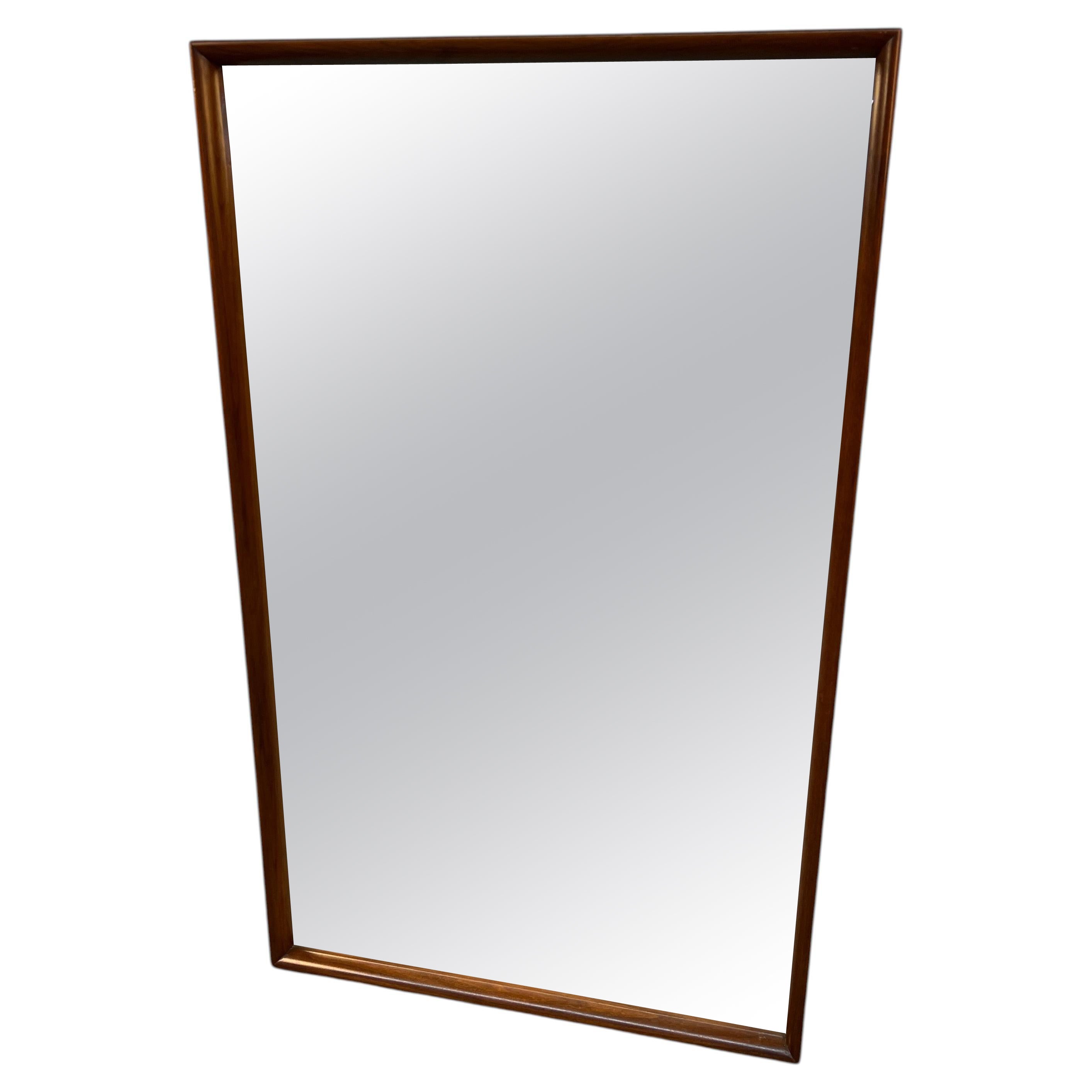 Mid-Century Walnut Framed Wall Mirror For Sale