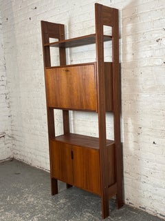 Mid-Century Walnut Freestanding Bookcase Storage Unit
