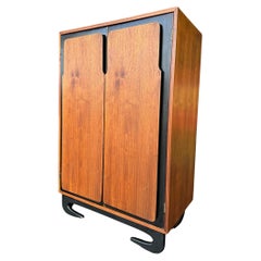 Vintage Mid Century Walnut Gentleman’s Chest Dresser Brutalist Style Tallboy