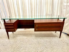 Mid-Century Walnut, Glass and Brass Italian Sideboard 1960's