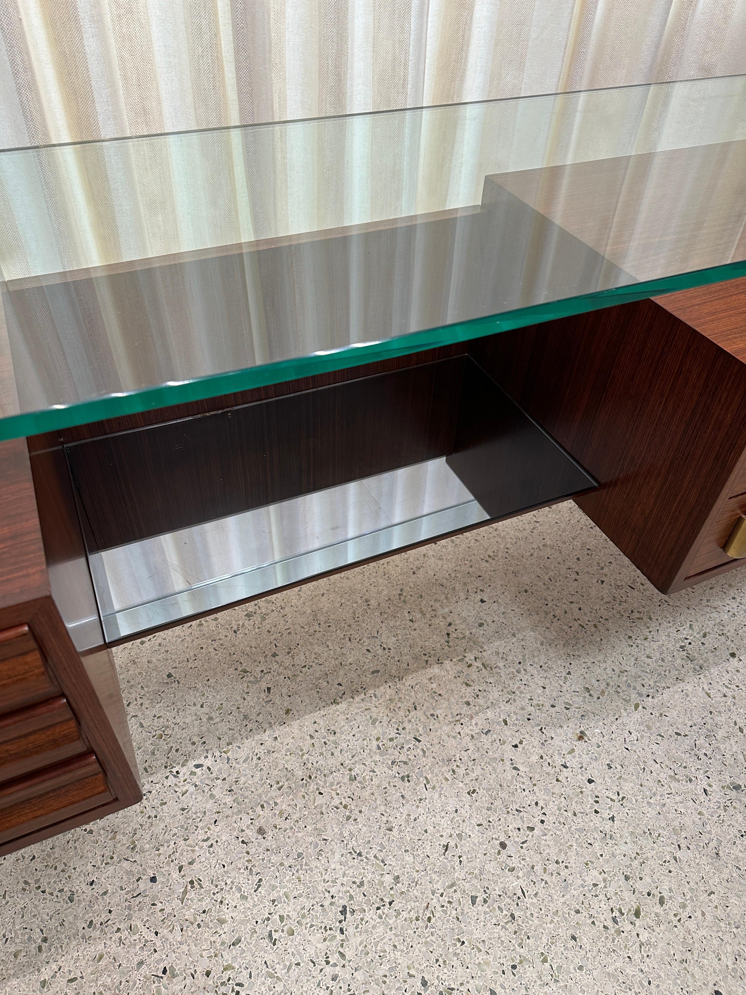 Mid-Century Walnut, Glass and Brass Italian Sideboard 1960's For Sale 1