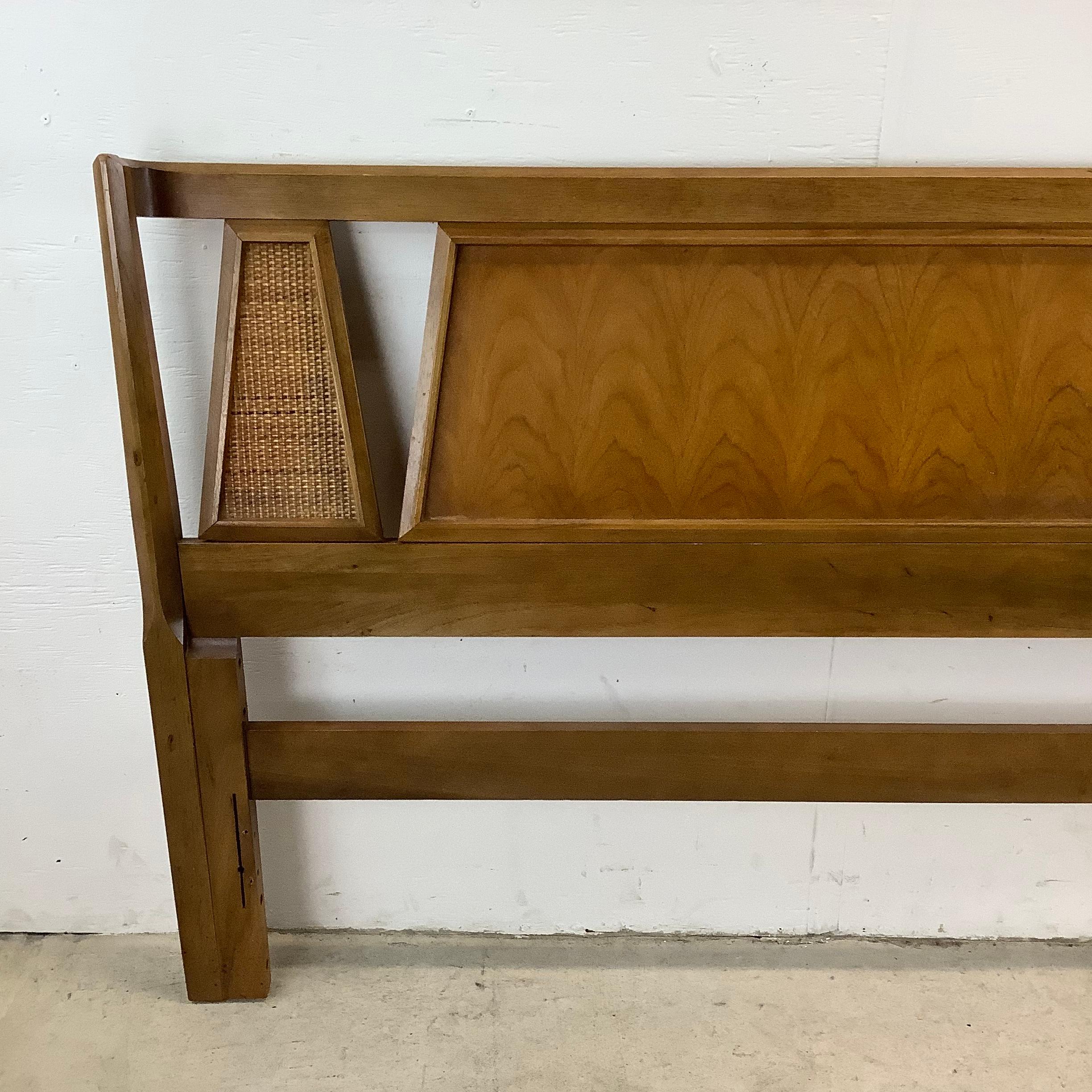 Mid-Century Modern Mid-Century Walnut Headboard With Cane Detail- Full or Queen