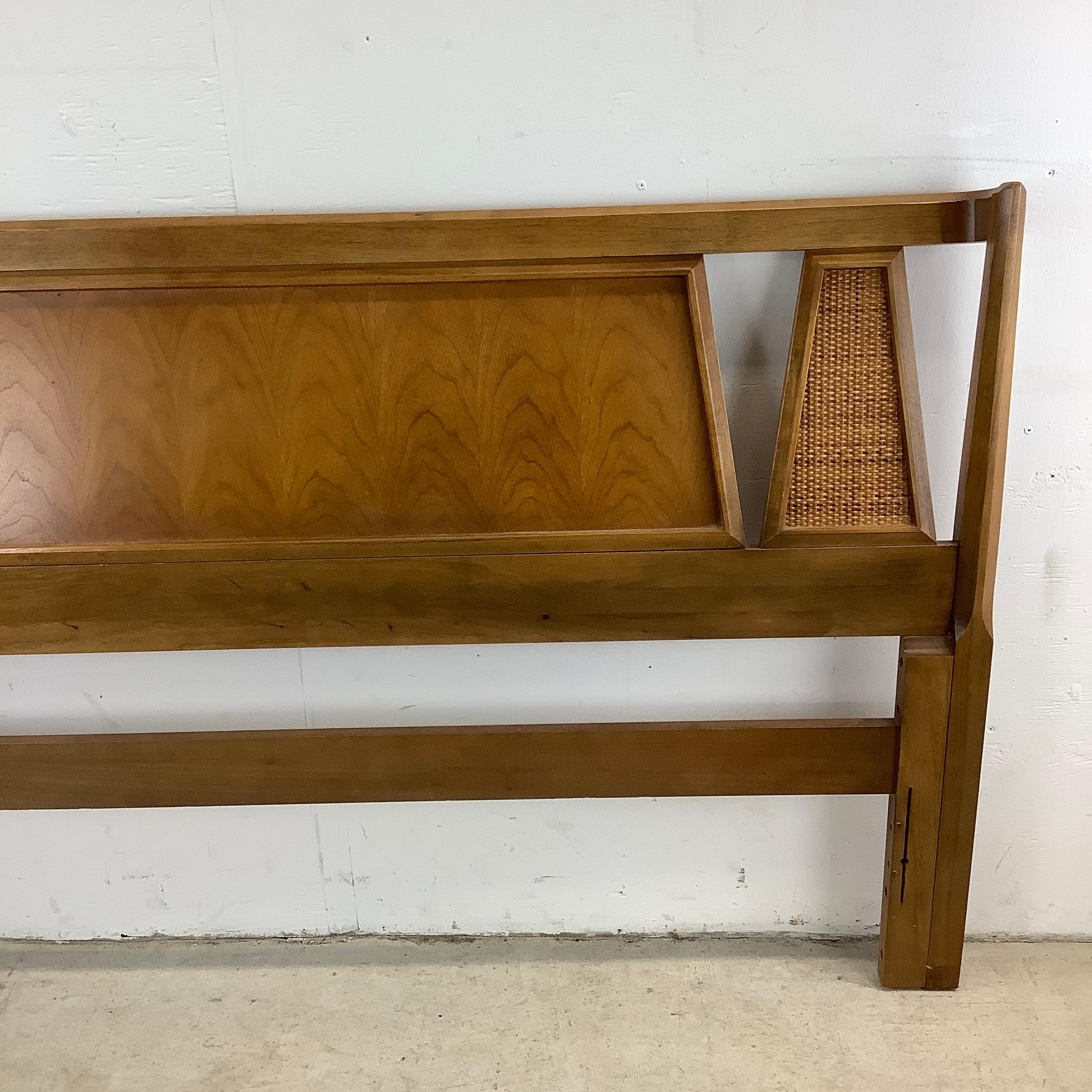 Unknown Mid-Century Walnut Headboard With Cane Detail- Full or Queen