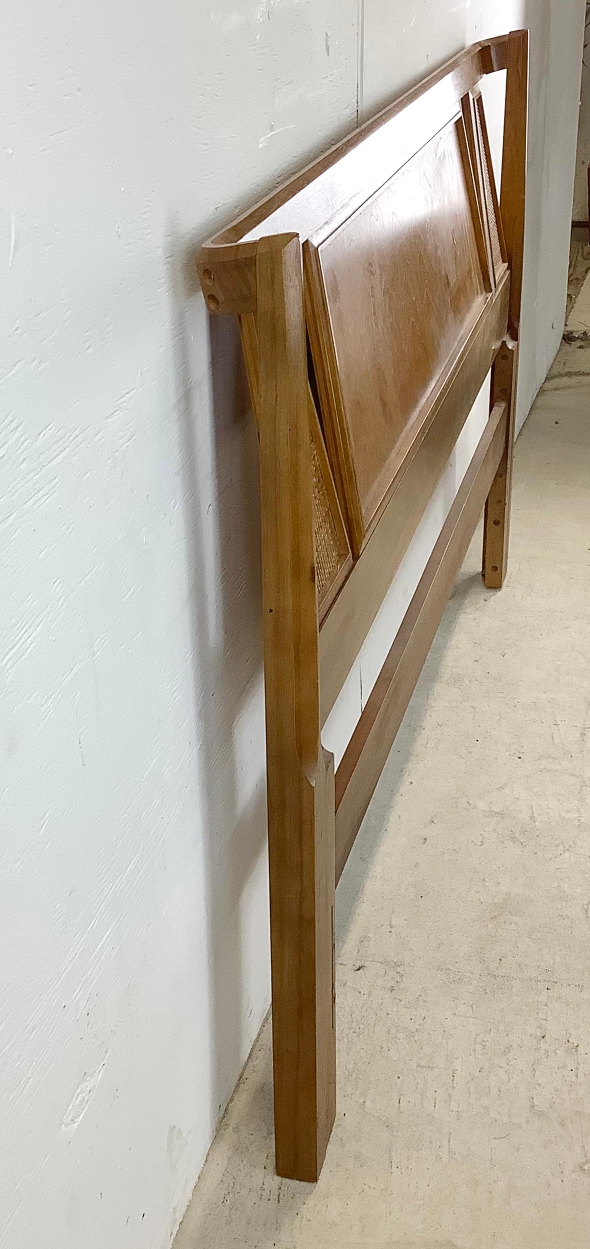 Mid-Century Walnut Headboard With Cane Detail- Full or Queen 1