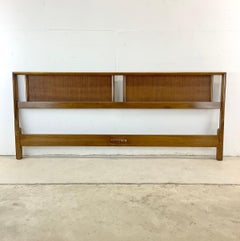 Mid-Century Walnut Headboard With Cane Front- King