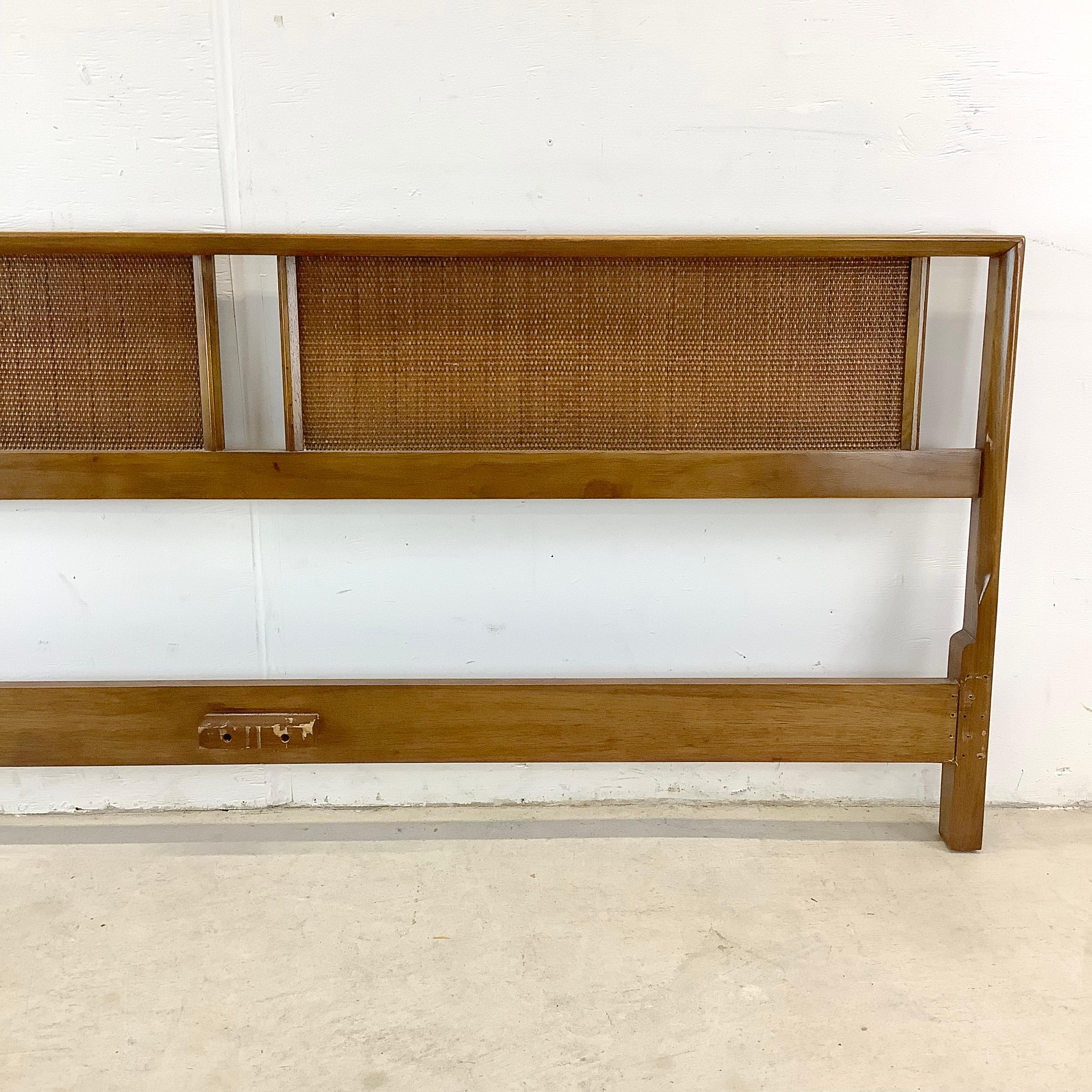 Unknown Mid-Century Walnut Headboard With Cane Front- King For Sale
