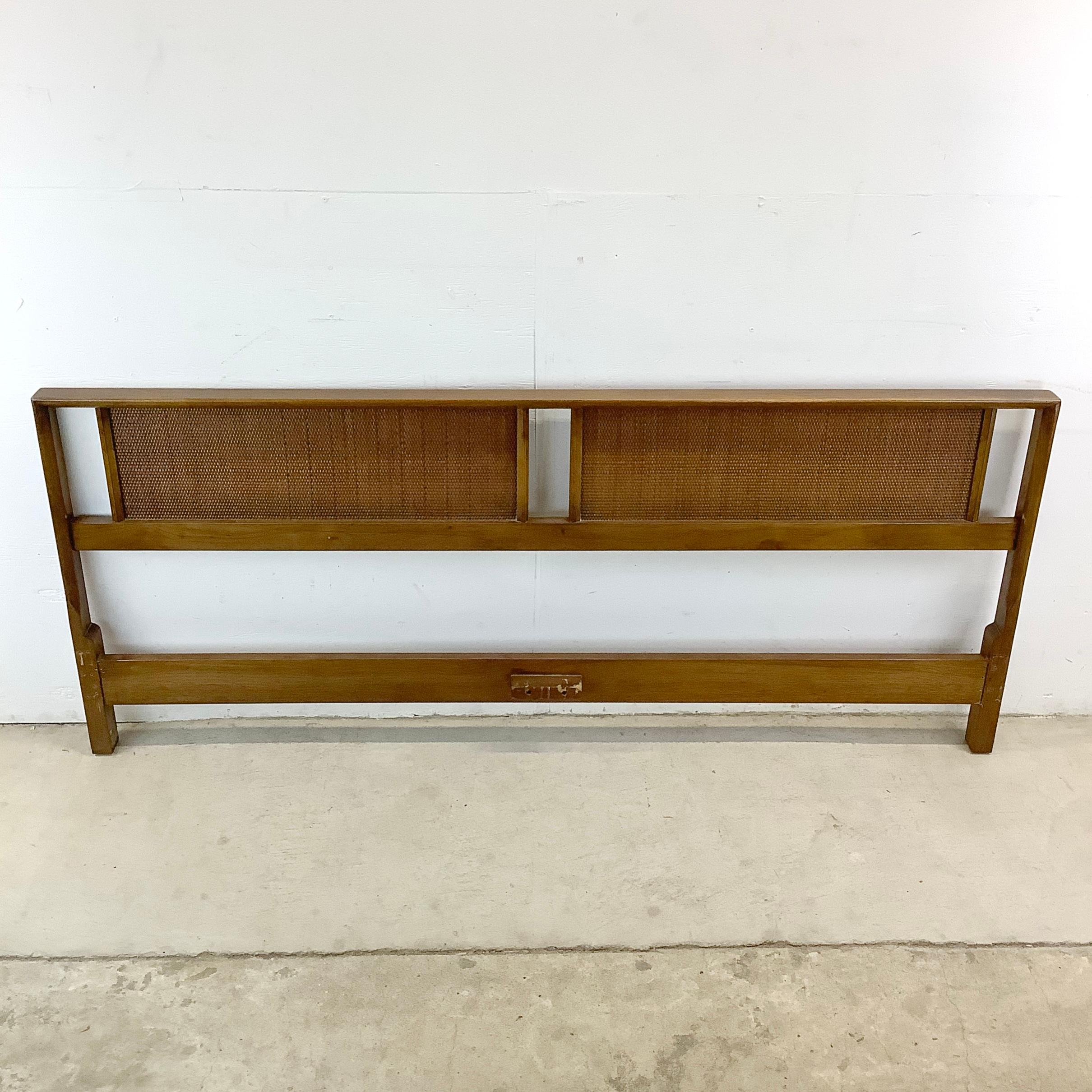 Other Mid-Century Walnut Headboard With Cane Front- King For Sale