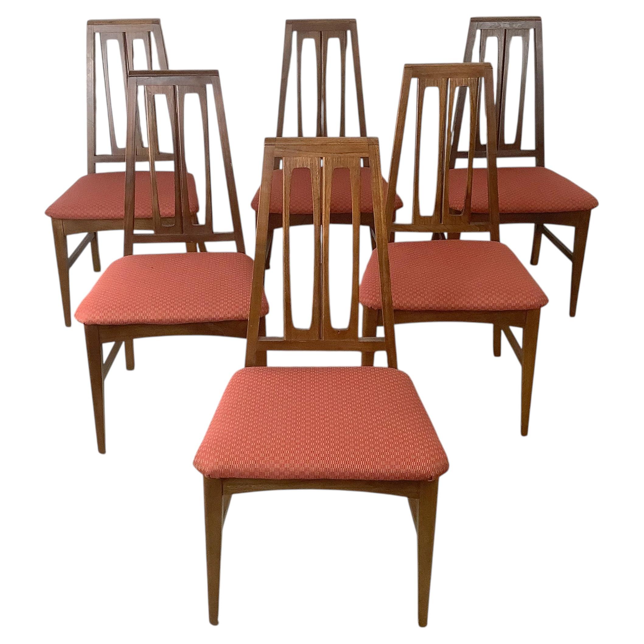 Mid-Century Walnut High-Back Dining Chairs, attr. Young Manufacturing, Set of 6