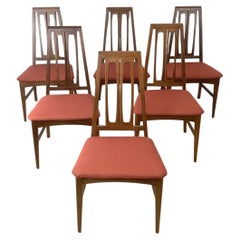 Mid-Century Walnut High-Back Dining Chairs, attr. Young Manufacturing, Set of 6