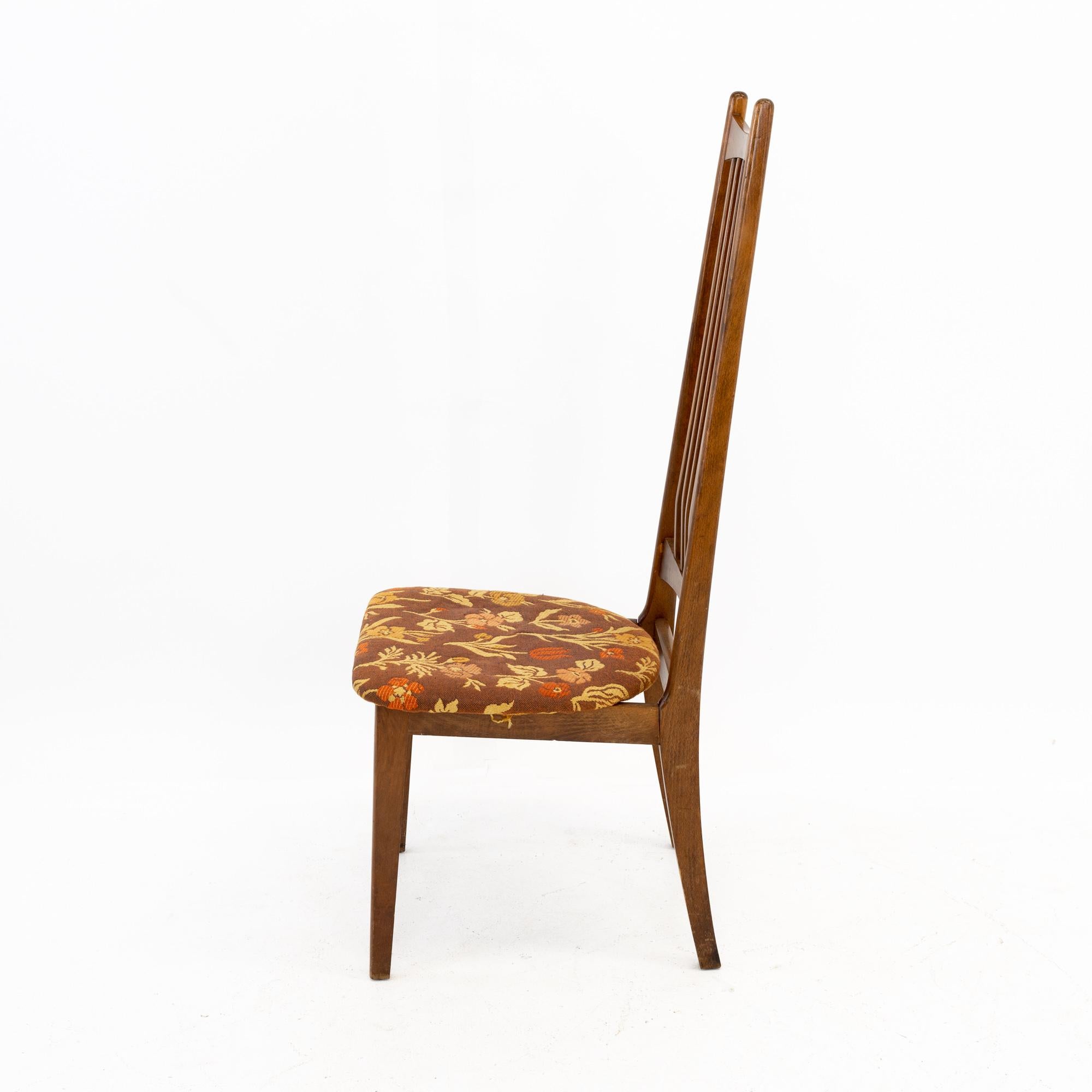 Mid Century Walnut Highback Dining Chairs, Set of 4 4