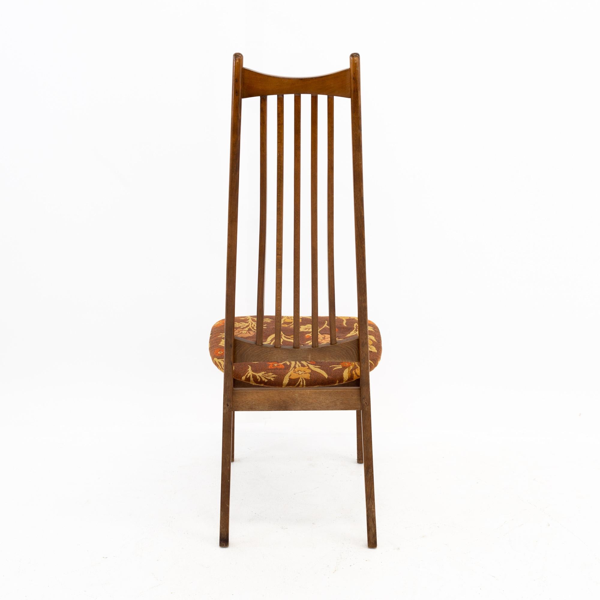Mid Century Walnut Highback Dining Chairs, Set of 4 5
