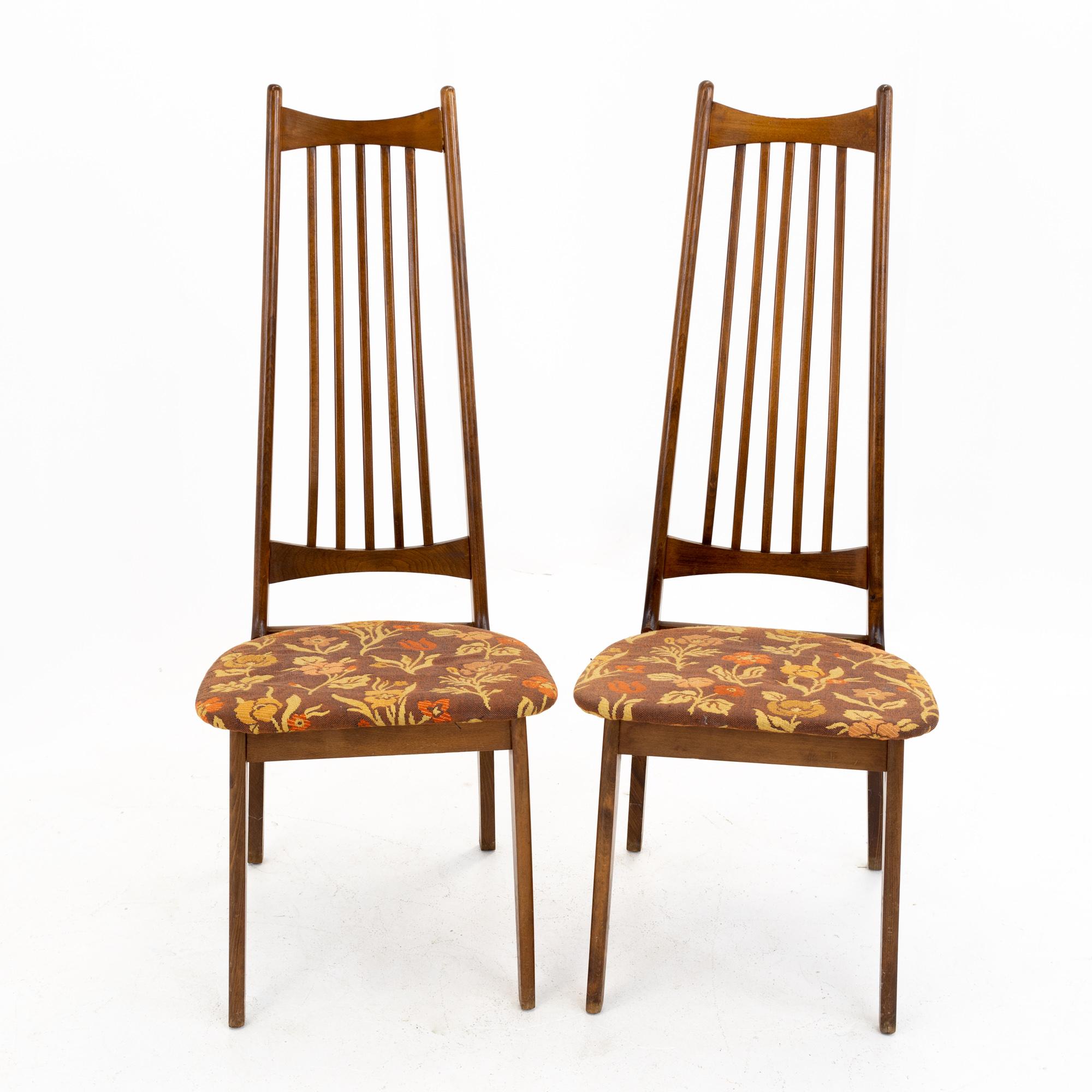 Late 20th Century Mid Century Walnut Highback Dining Chairs, Set of 4