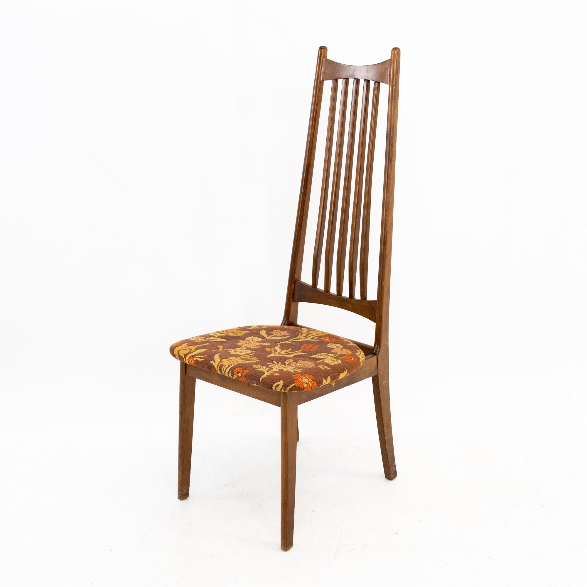 Mid Century Walnut Highback Dining Chairs, Set of 4 1