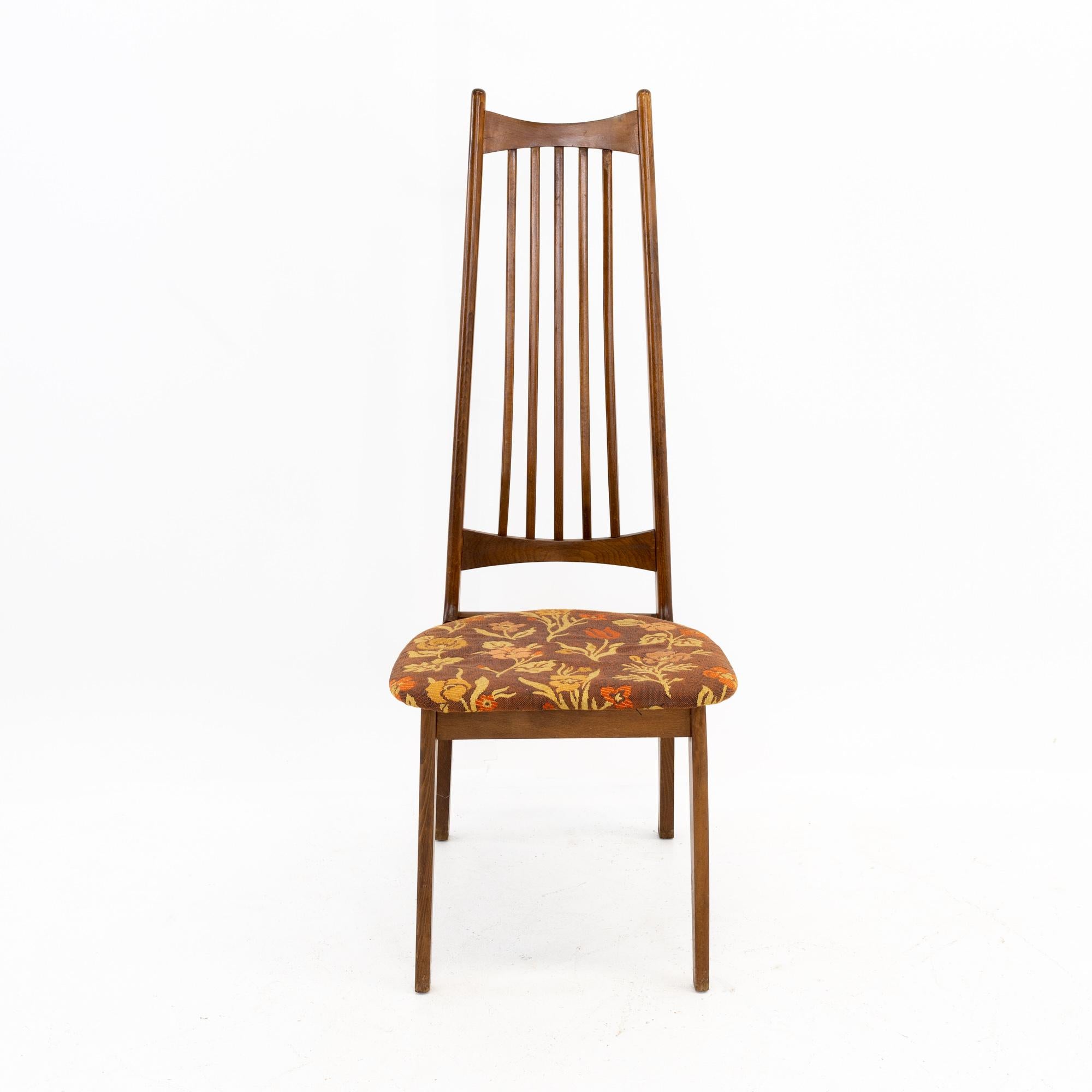 Mid Century Walnut Highback Dining Chairs, Set of 4 2