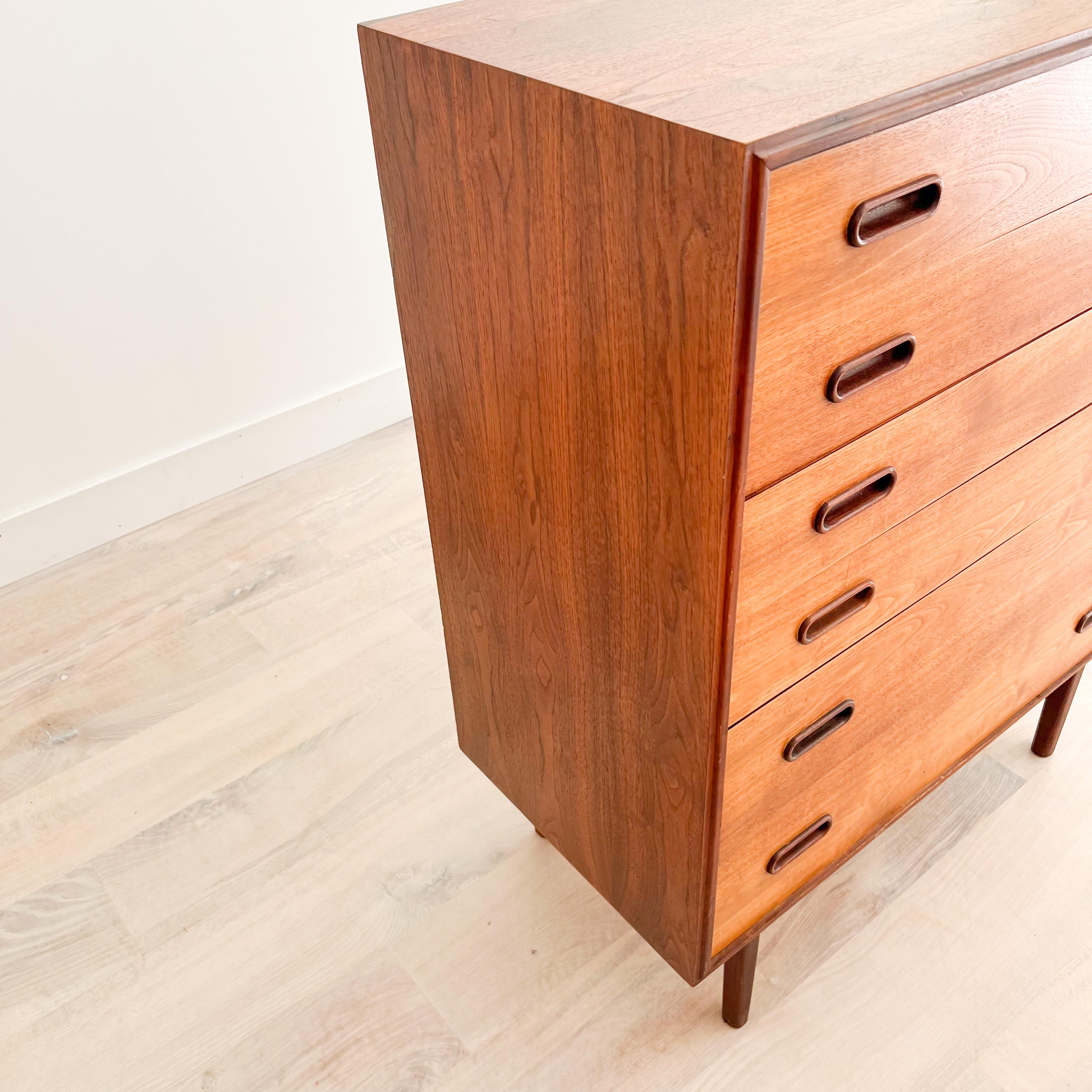 Mid Century Walnut Highboy Dresser by Jack Cartwright for Founders In Good Condition In Asheville, NC
