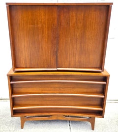 Mid-Century Walnut Highboy Dresser by Young Manufacturing Co. MCM