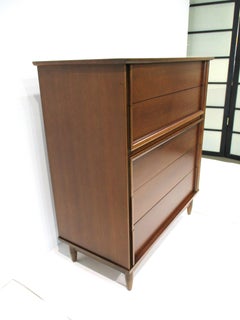 Mid Century Walnut Highboy Dresser Chest by Dixie Furniture