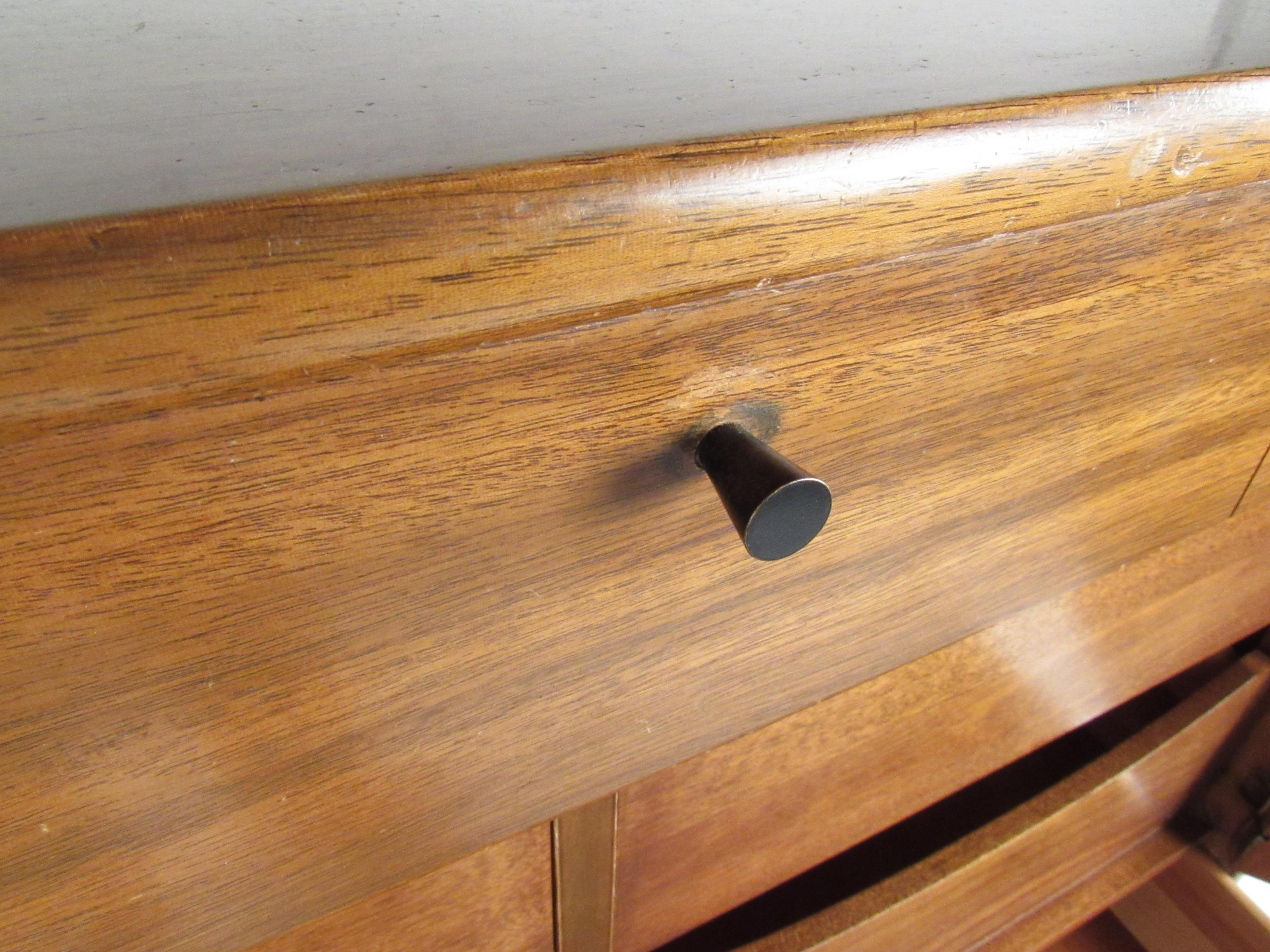 Midcentury Walnut Highboy Dresser In Fair Condition In Brooklyn, NY