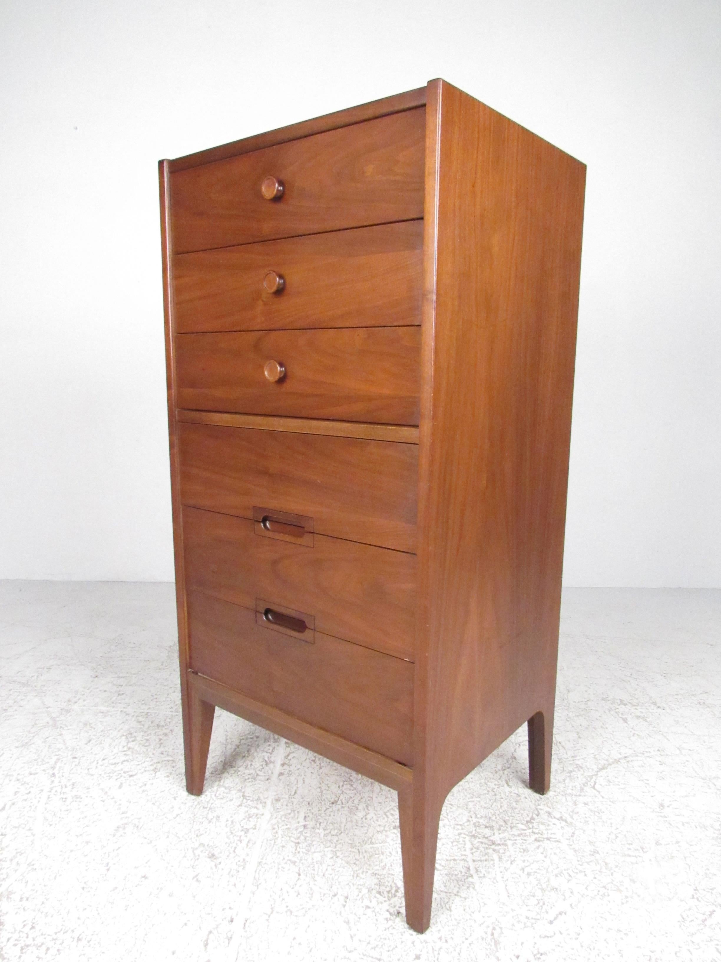 American Mid-Century Walnut Highboy Dresser