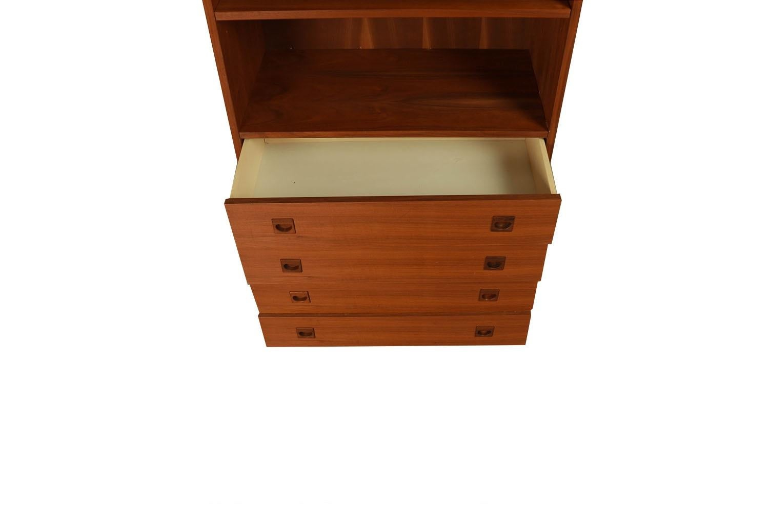 American Mid-Century Walnut Hutch Bookcase Cabinet For Sale