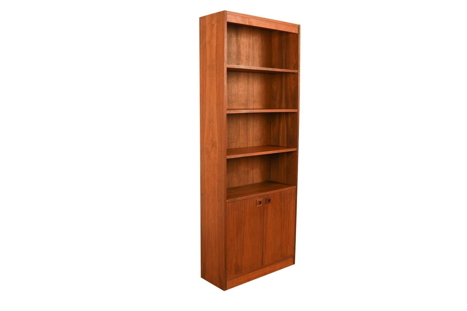 American Mid-Century Walnut Hutch Bookcase Cabinet