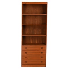 Mid-Century Walnut Hutch Bookcase Cabinet