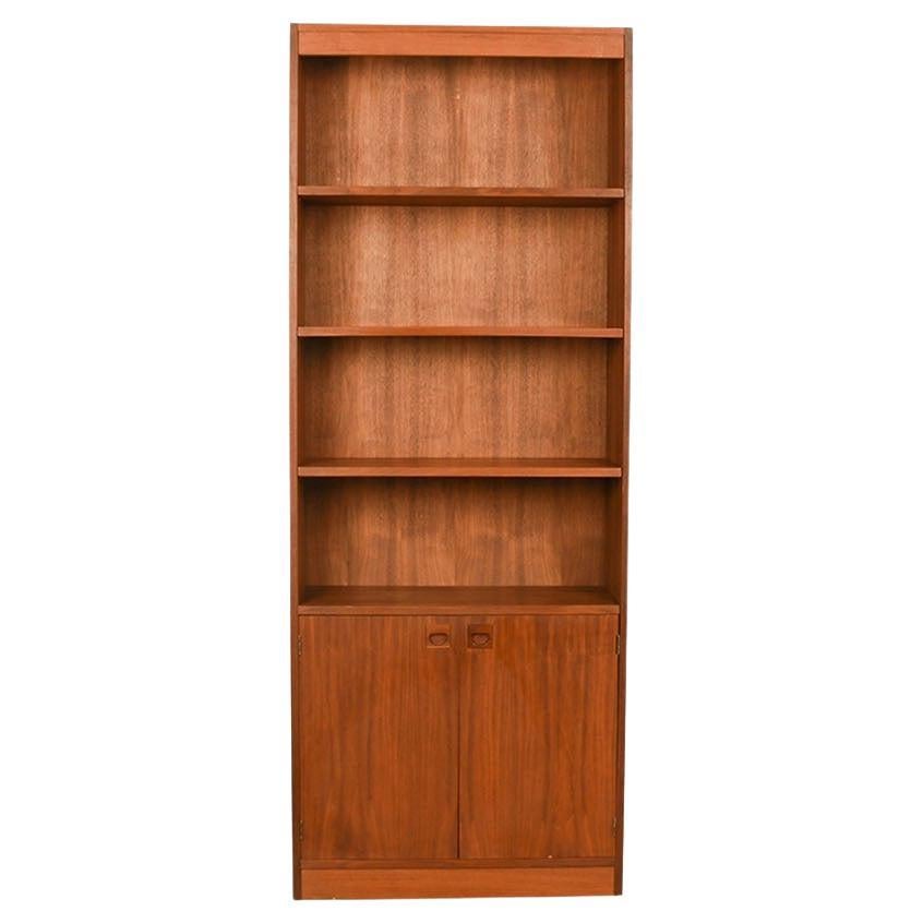 Mid-Century Walnut Hutch Bookcase Cabinet