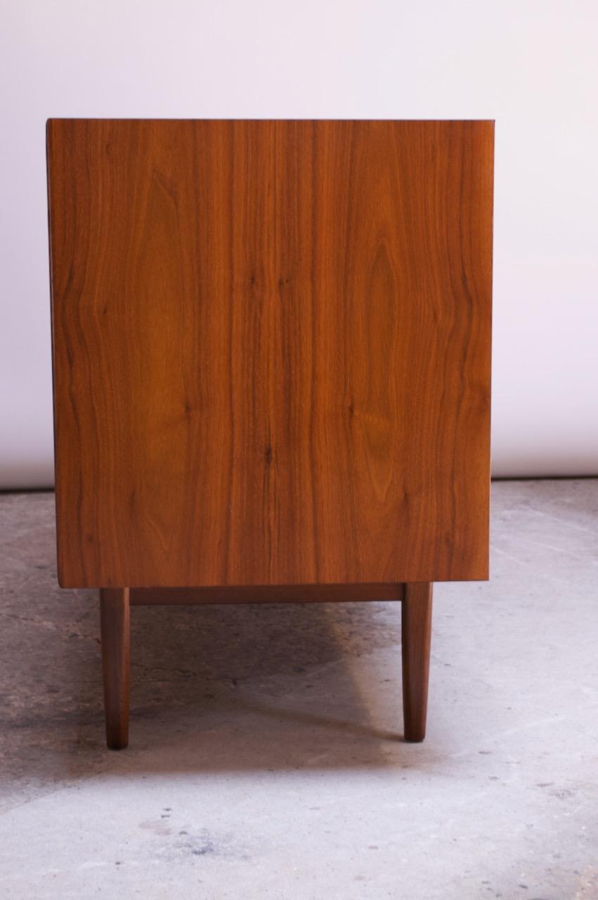 Brass Midcentury Walnut Illuminated Credenza by Kipp Stewart for Drexel Declaration