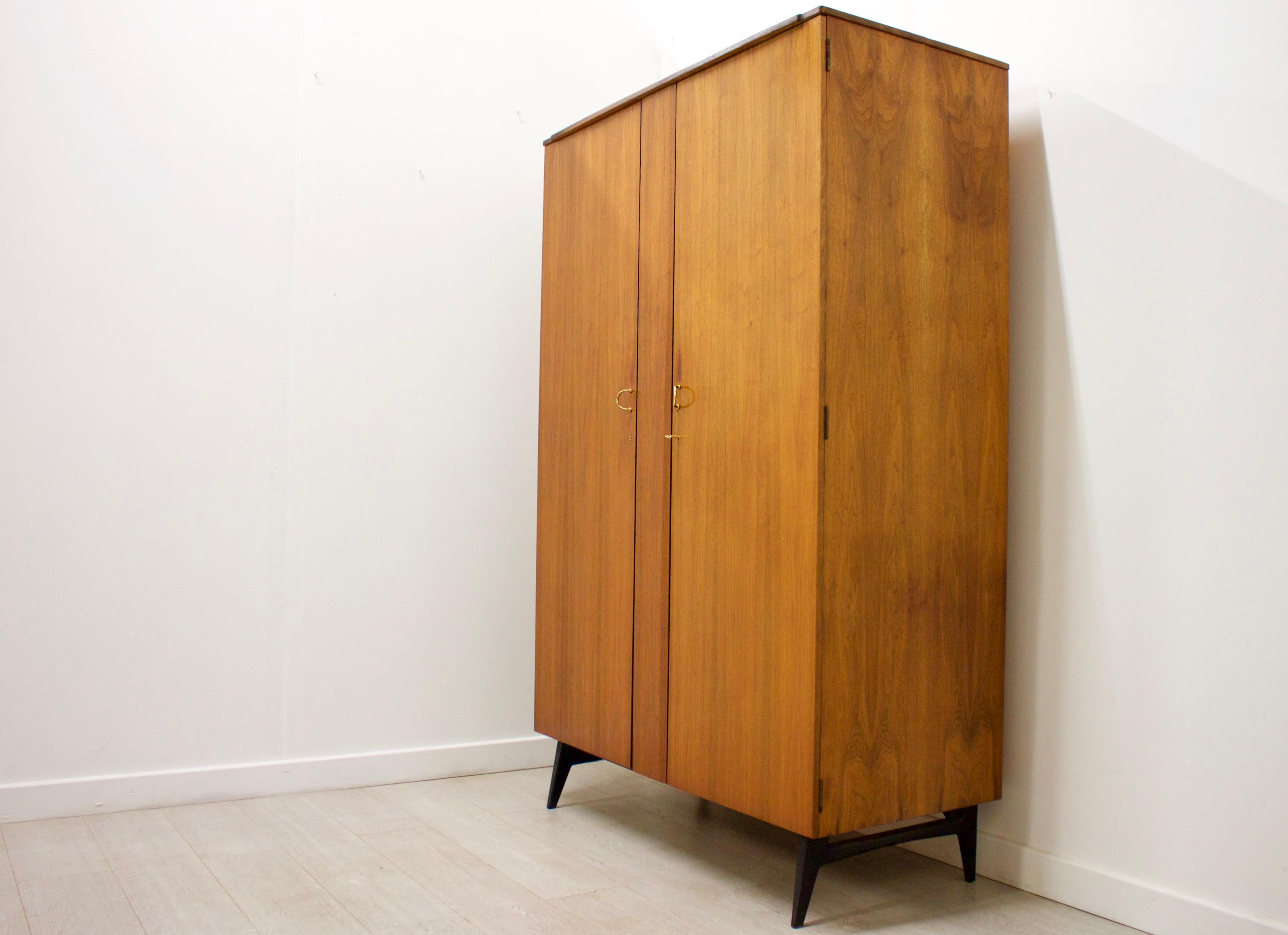 Mid-Century Modern Midcentury Walnut Italian Influenced Ladies Wardrobe by Meredew, 1960s